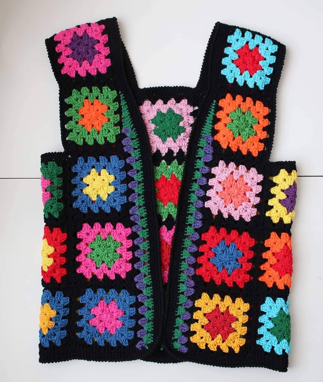 Granny Square Sweater, Granny Square Vest, Granny Square Cardigan, Colorful Sweater, Granny Squar... — photo 2 of 9