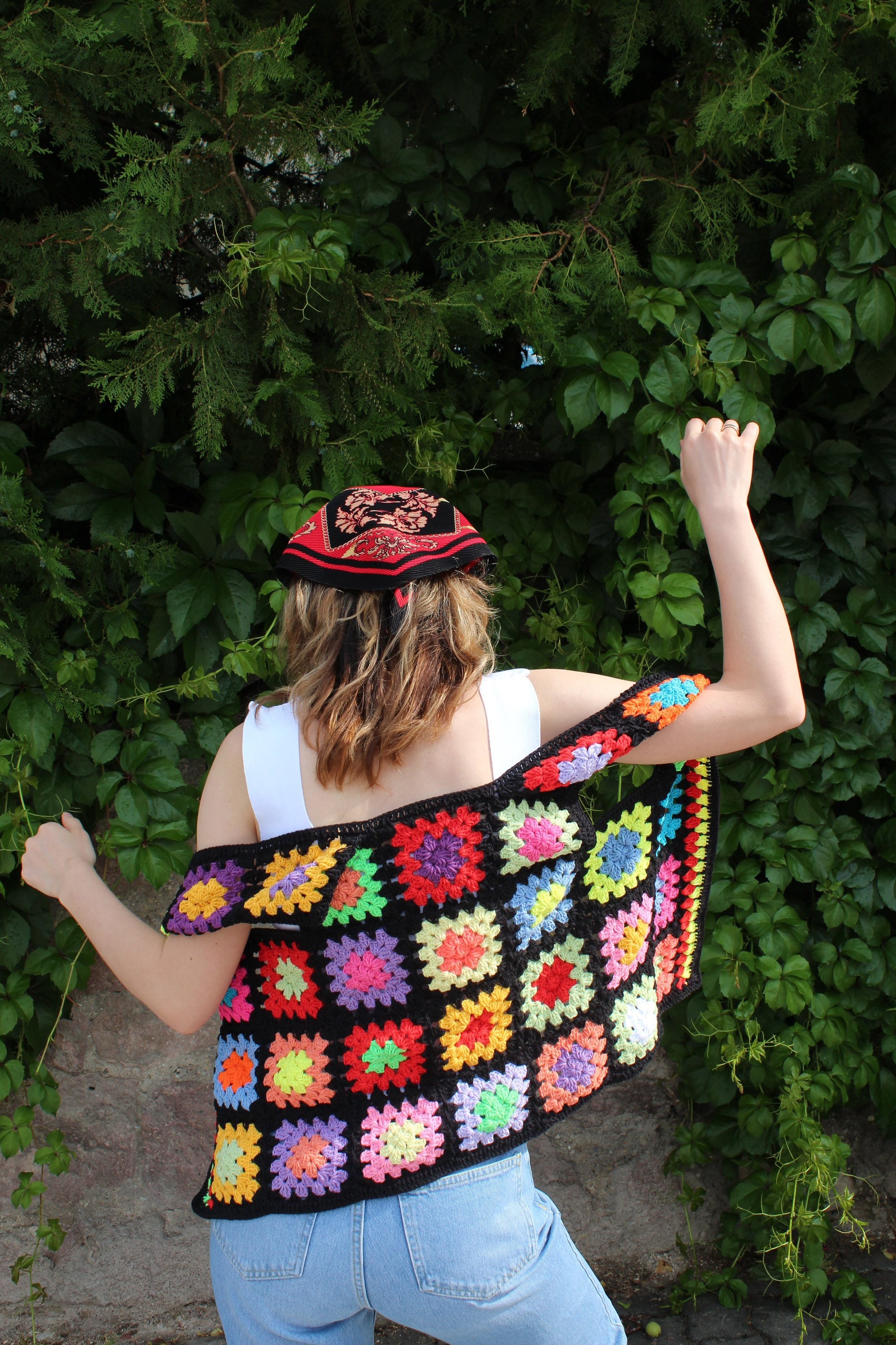 Granny Square Vest, Crochet Sweater Vest, Unique Vest, Vintage Vest, Granny Square Jacket, Afghan... — photo 4 of 10