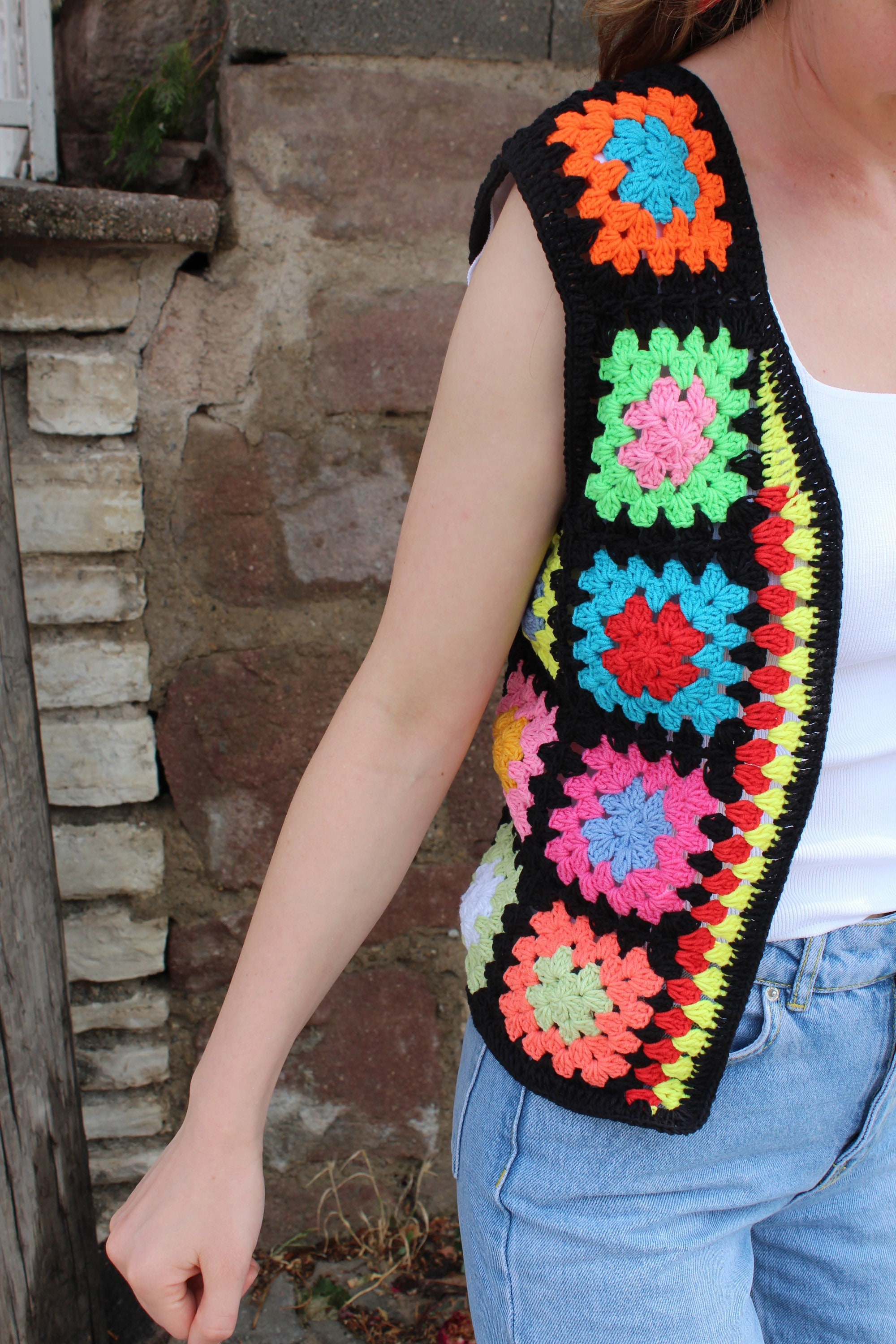 Granny Square Vest, Crochet Sweater Vest, Unique Vest, Vintage Vest, Granny Square Jacket, Afghan... — photo 2 of 10