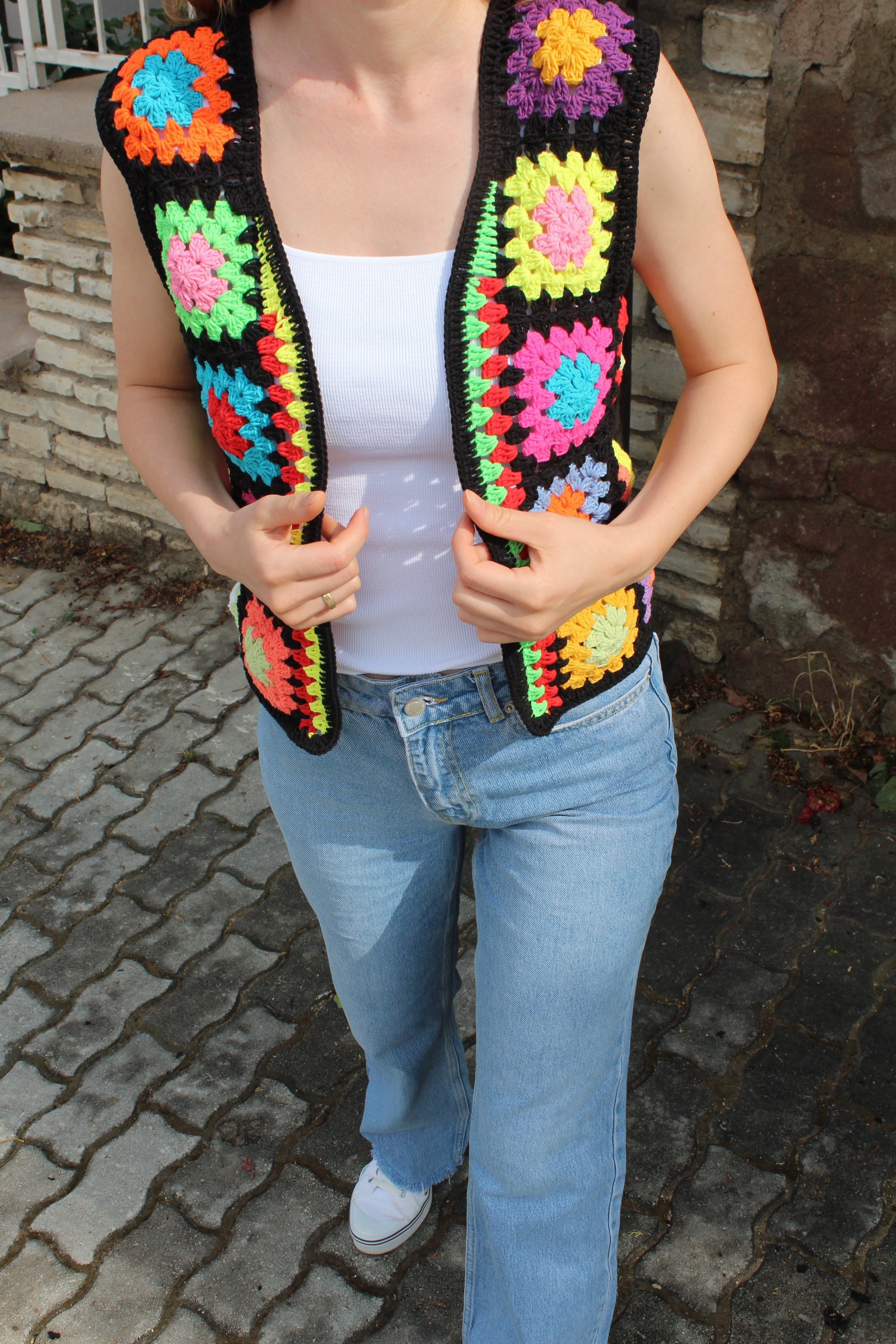 Granny Square Vest, Crochet Sweater Vest, Unique Vest, Vintage Vest, Granny Square Jacket, Afghan... — photo 3 of 10