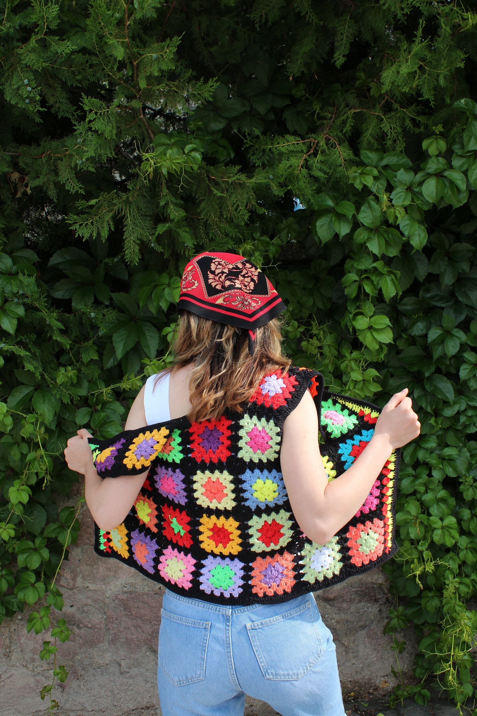 Granny Square Vest, Crochet Sweater Vest, Unique Vest, Vintage Vest, Granny Square Jacket, Afghan... — photo 6 of 10