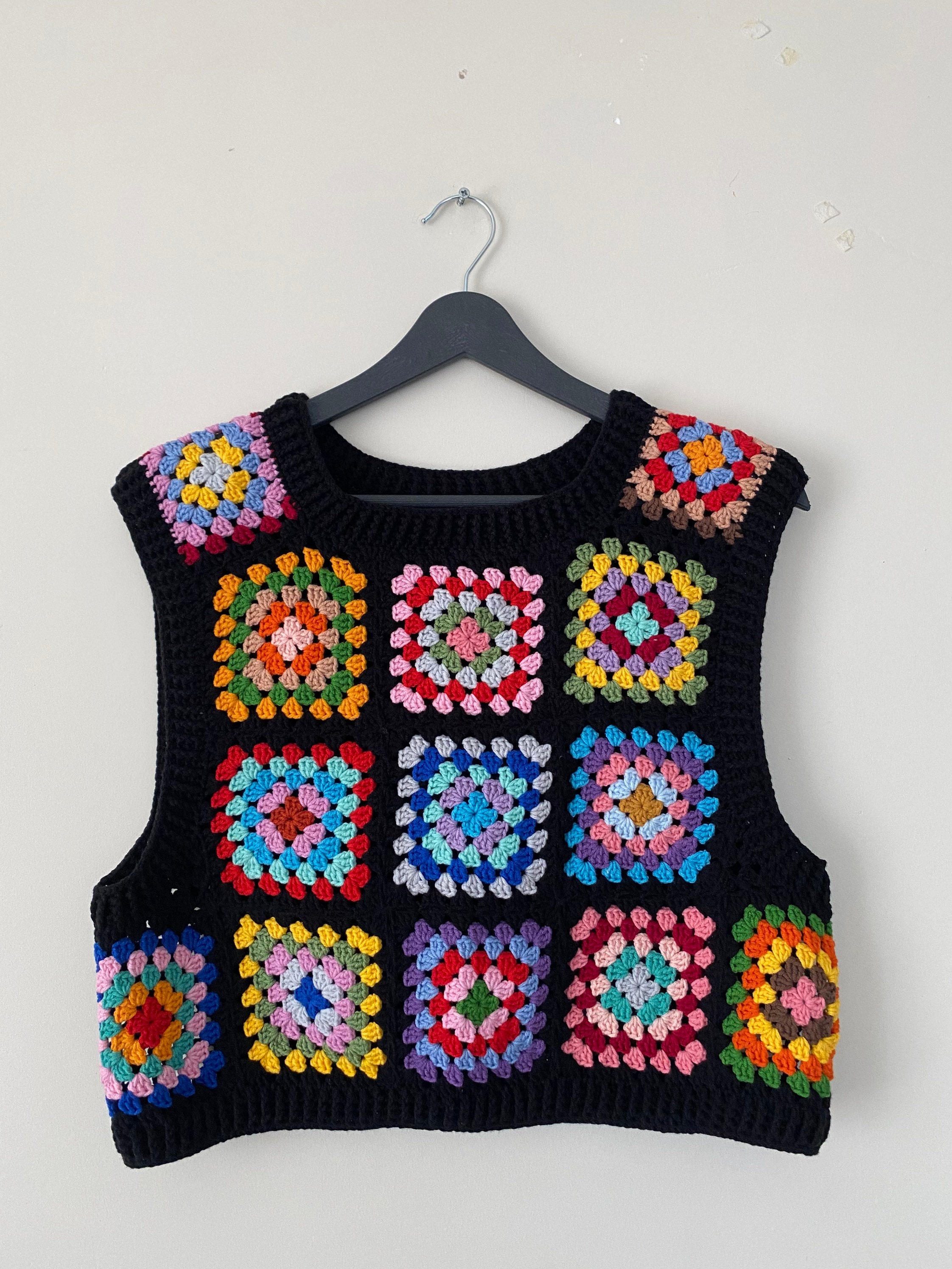 Granny Square Vest, Granny Square Vest, Festival Sweater, Granny Square Sweater Rainbow, Patchwork Sweater, Hippie Style, Boho Style