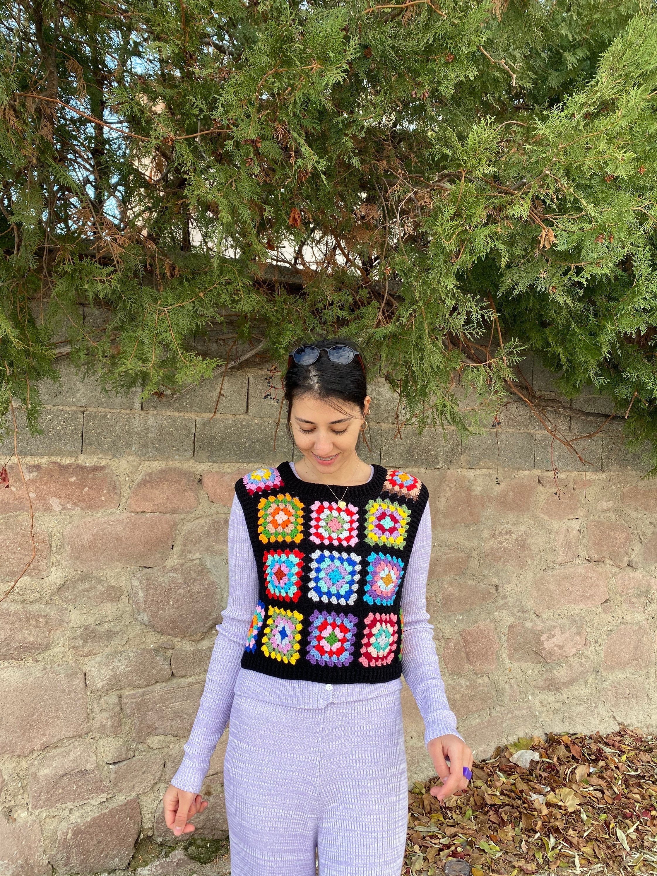 Granny Square Vest, Granny Square Vest, Festival Sweater, Granny Square Sweater Rainbow, Patchwor... — photo 5 of 10