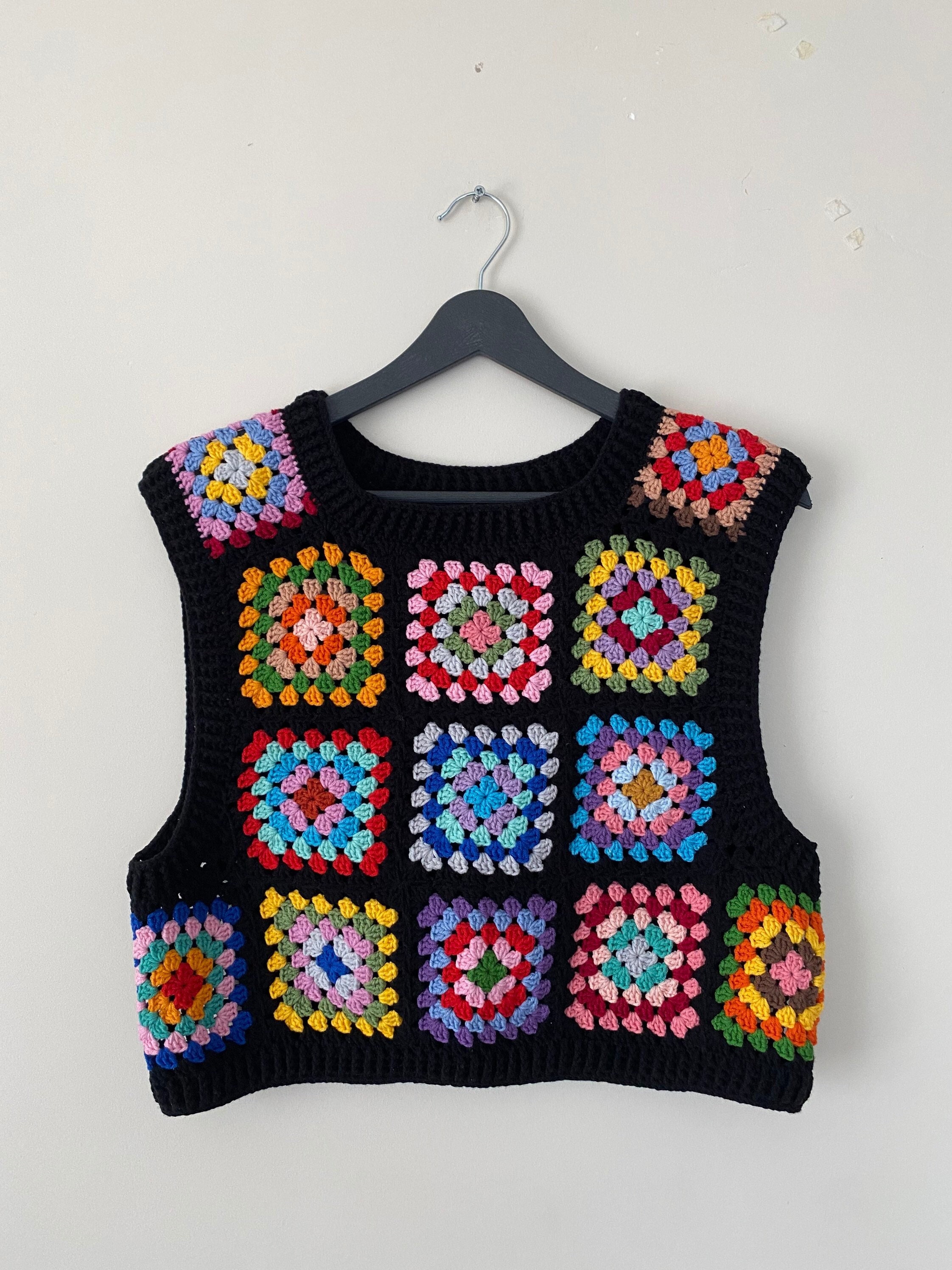 Granny Square Vest, Granny Square Vest, Festival Sweater, Granny Square Sweater Rainbow, Patchwor... — photo 2 of 10