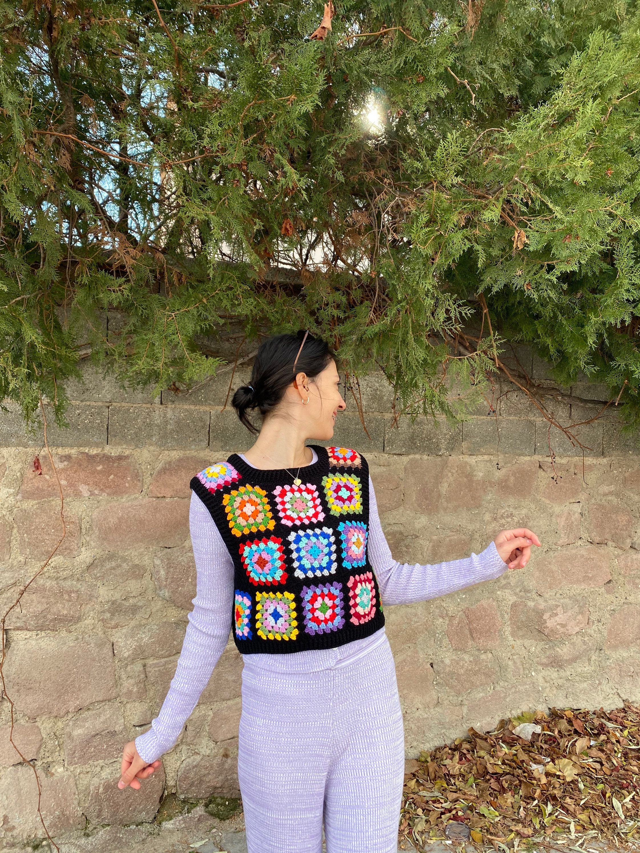 Granny Square Vest, Granny Square Vest, Festival Sweater, Granny Square Sweater Rainbow, Patchwor... — photo 6 of 10