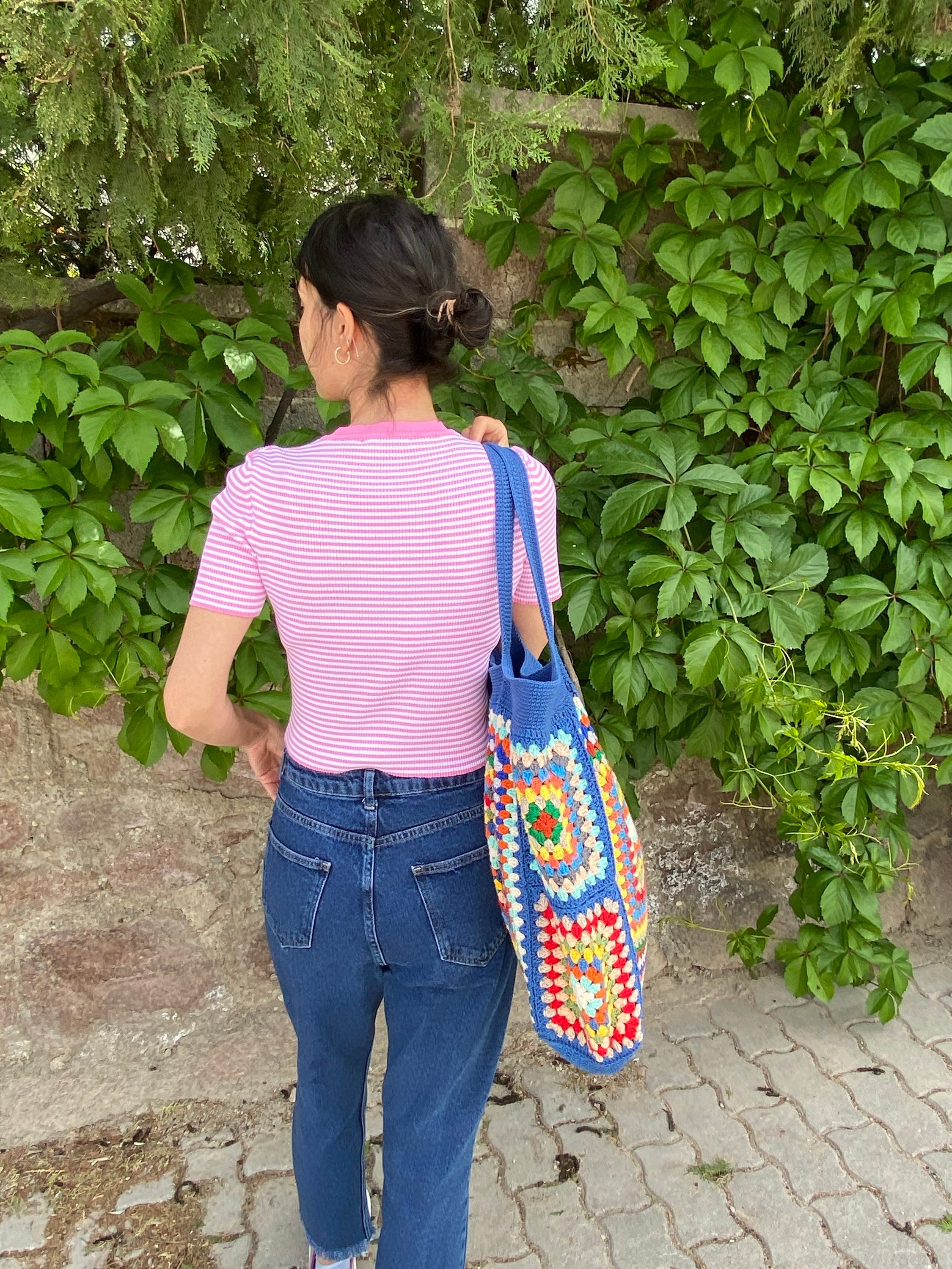 Granny Square XXL Size Bag, Crochet Blue Bag, Crochet Shoulder Bag, Crochet Purse, Beach Bag, Sum... — photo 6 of 10