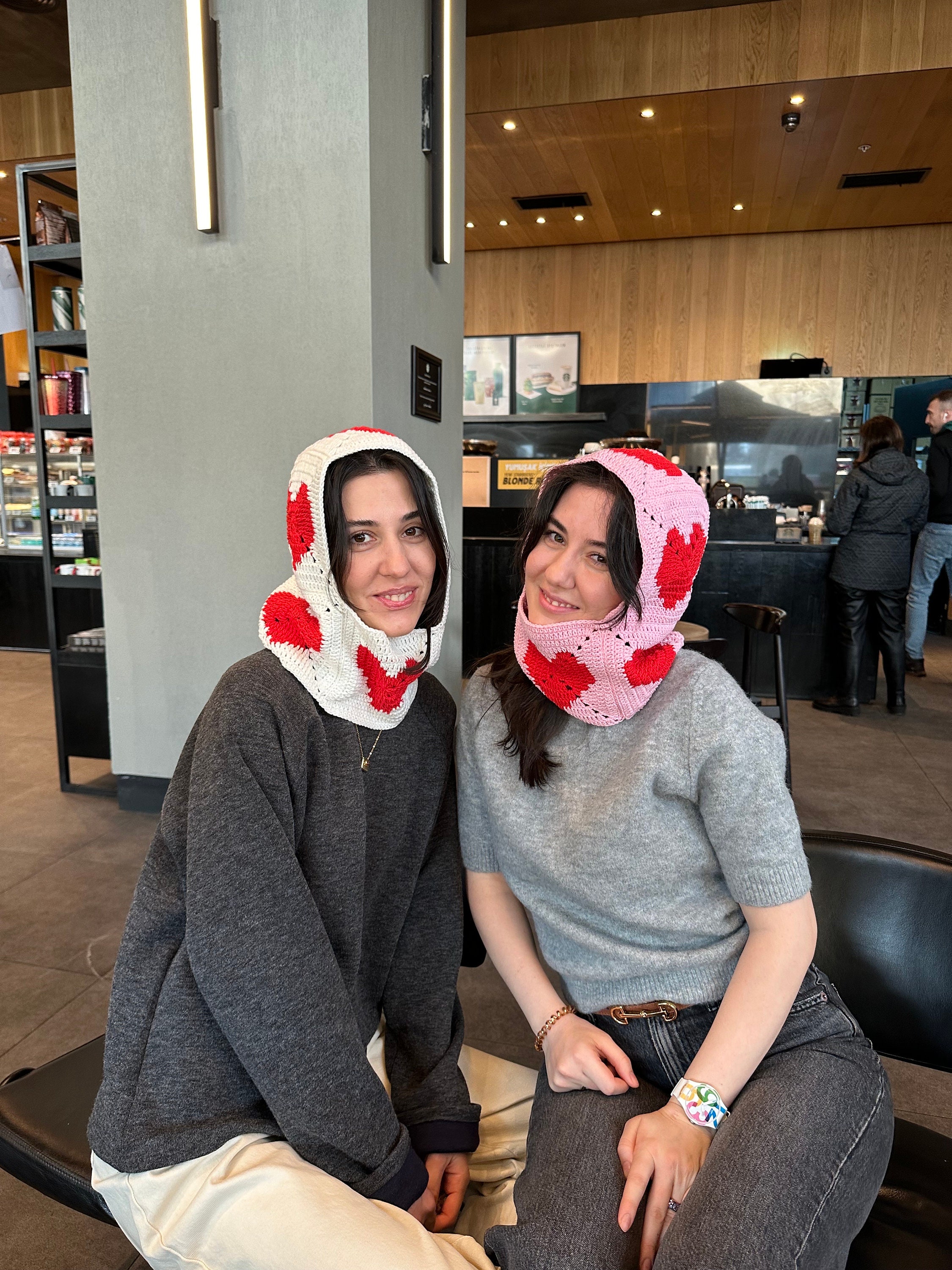 Heart Love Balaclava, Crochet Balaclava, Granny Square Hat, Unisex Balaclava, Valentine Crocheting Gift, Woman Balaclava, Knit Balaclava