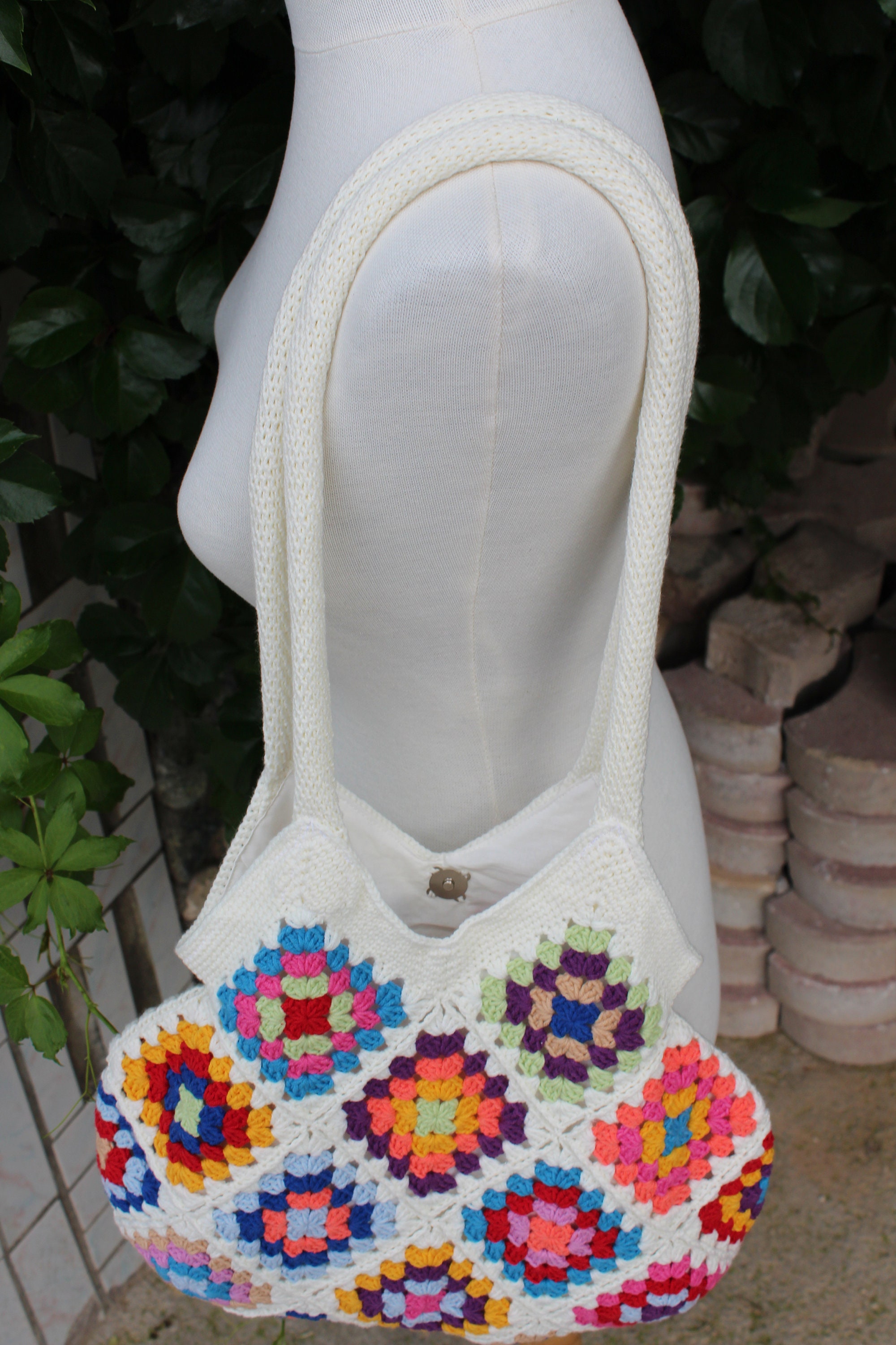 Knit Crossbody Bag, Retro Vintage Summer Festivals Purse, Handmade Boho Crochet Women Tote, Color... — photo 2 of 10