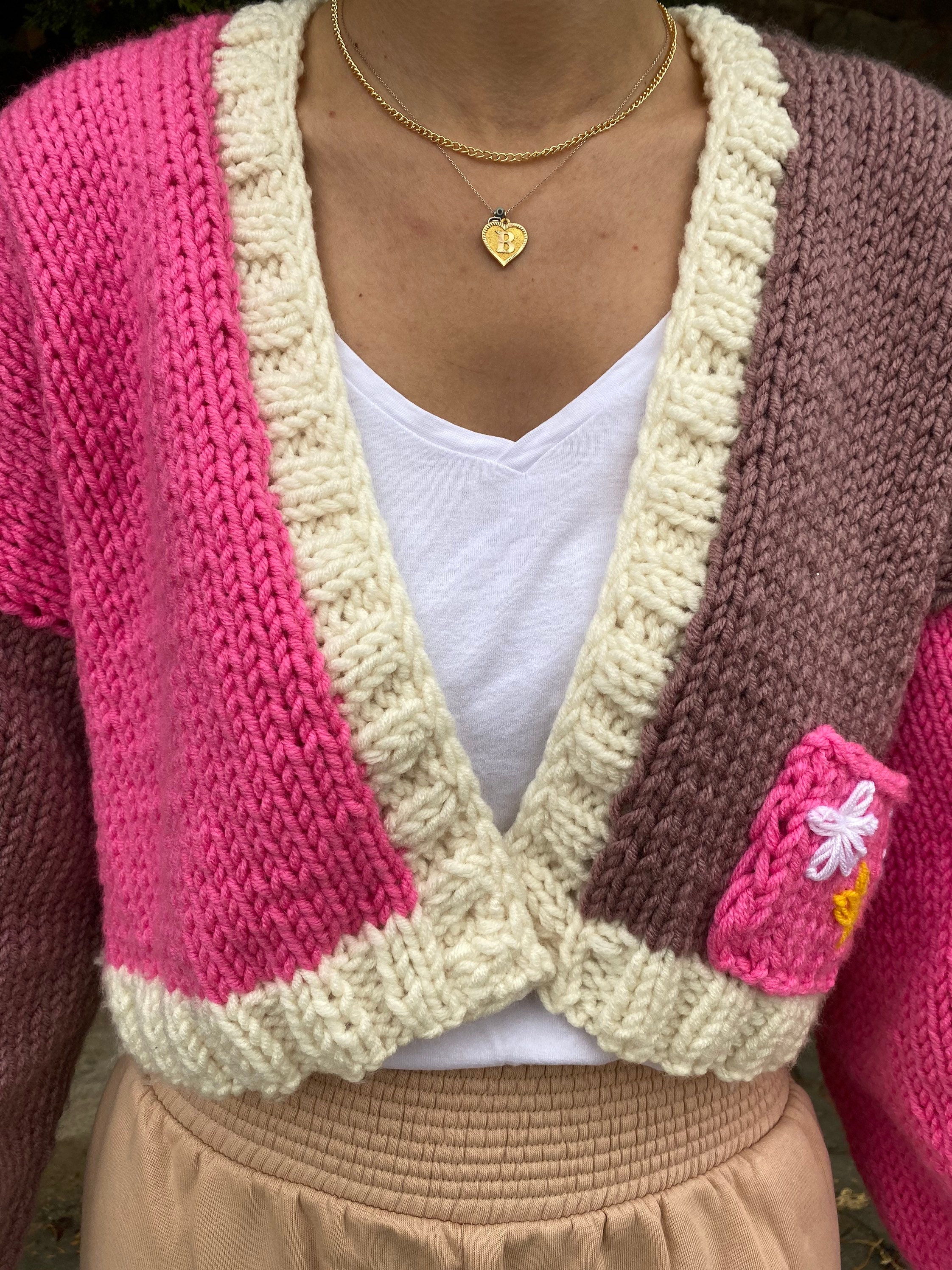 Knit Daisy Cardigan, Chunky Chic Jacket, Cropped Sweater, Chunky Knit, Oversized Cardigan, Unique... — photo 4 of 10