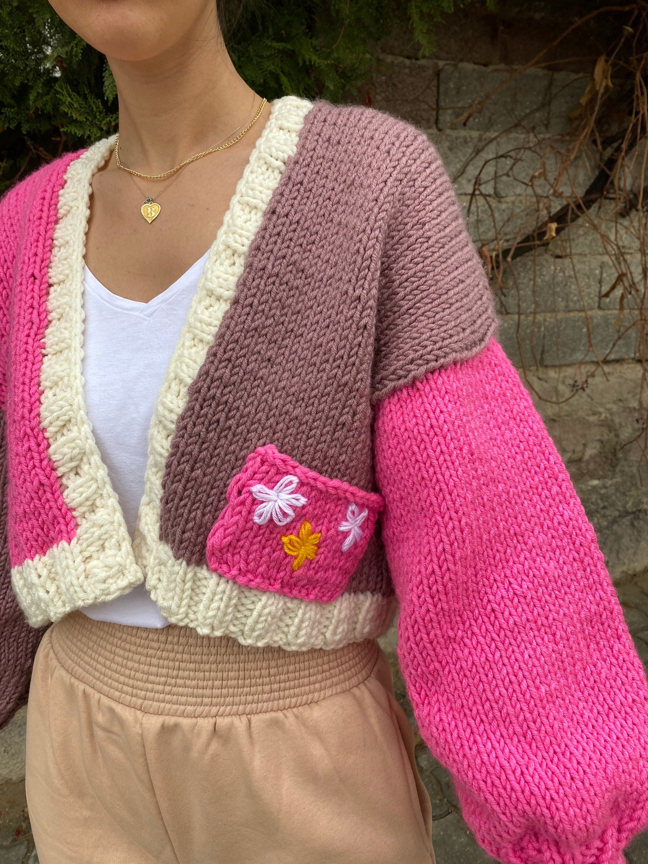 Knit Daisy Cardigan, Chunky Chic Jacket, Cropped Sweater, Chunky Knit, Oversized Cardigan, Unique... — photo 2 of 10