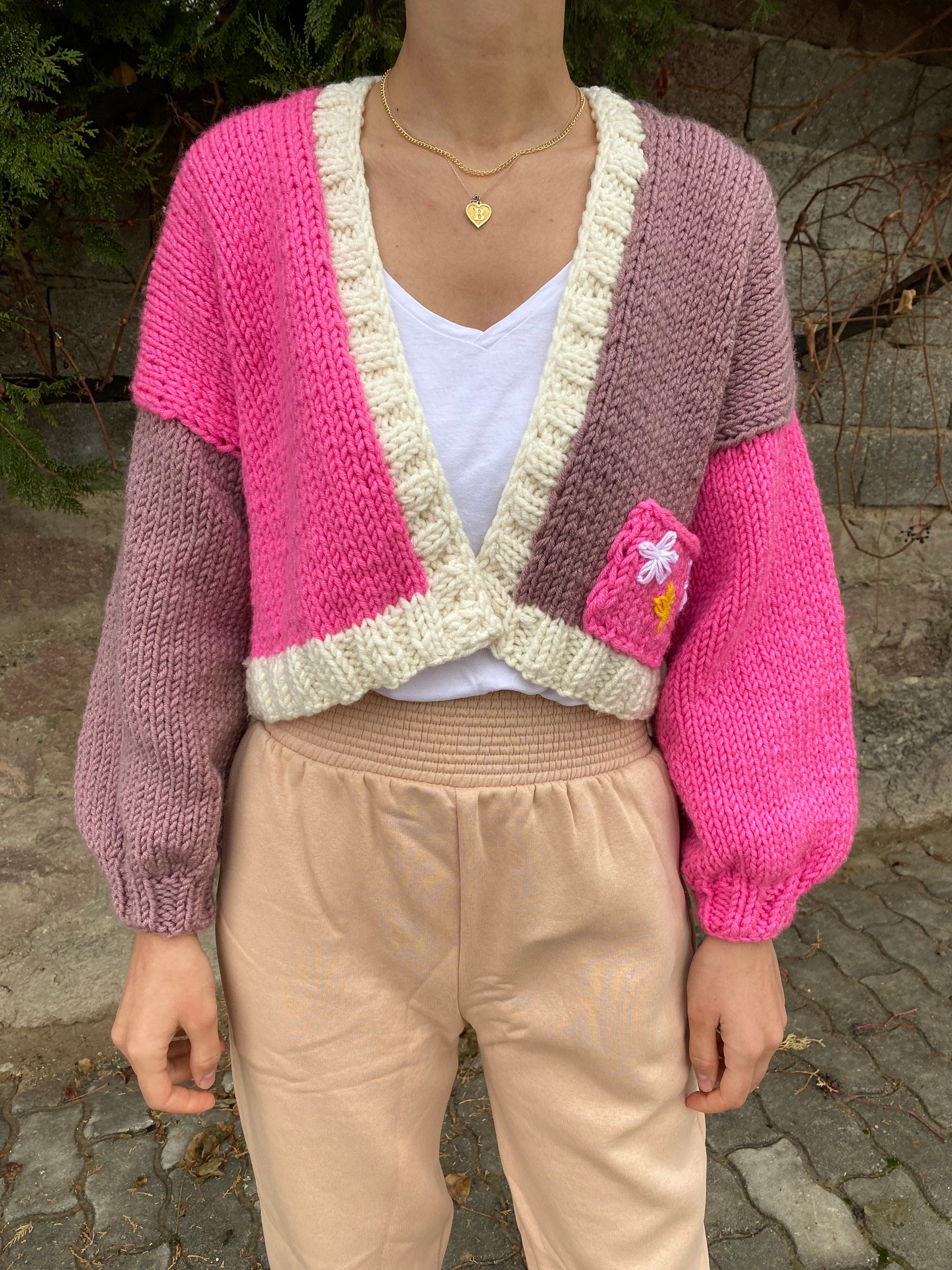 Knit Daisy Cardigan, Chunky Chic Jacket, Cropped Sweater, Chunky Knit, Oversized Cardigan, Unique... — photo 3 of 10