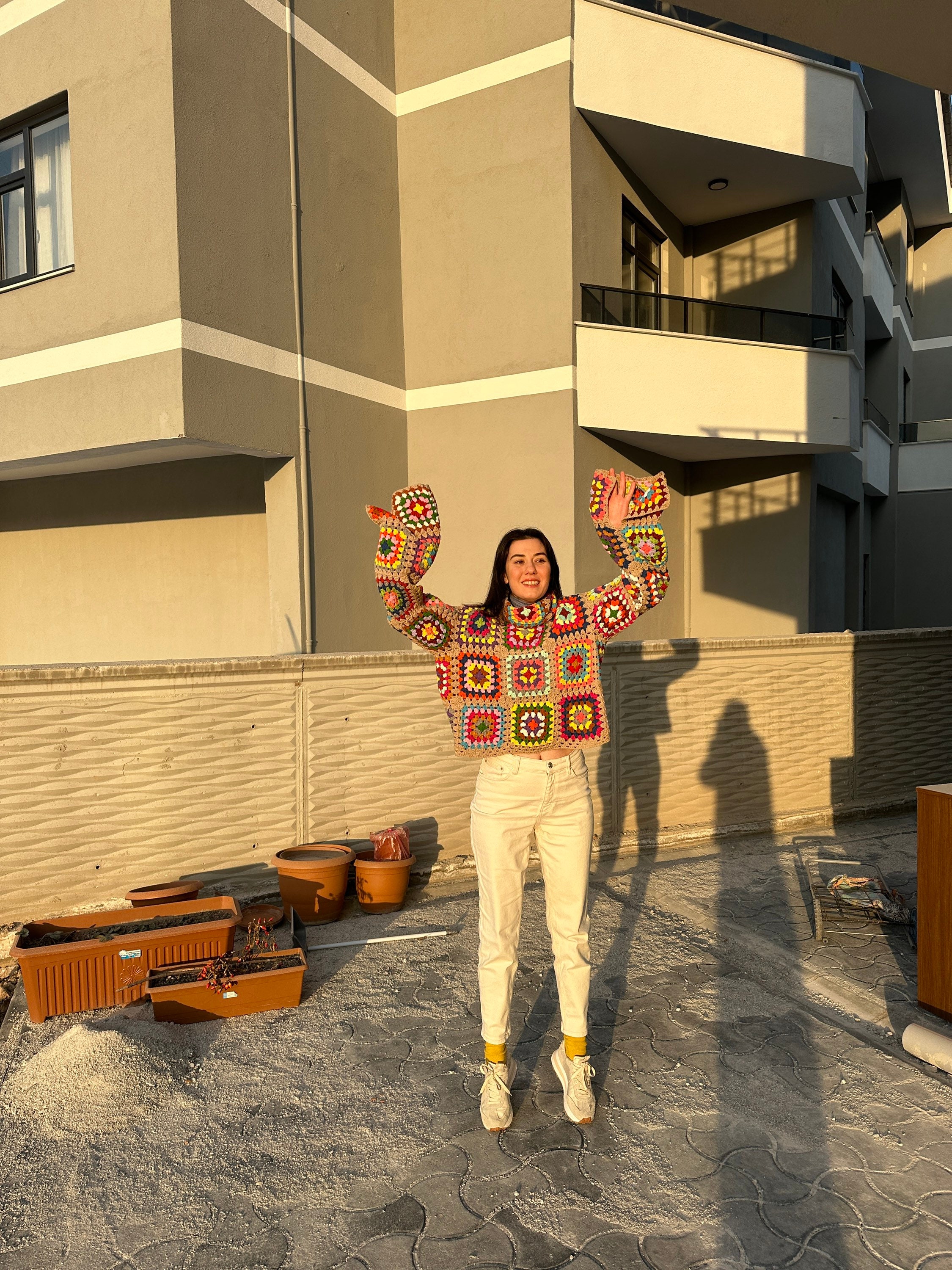 Knitted Sweater for Women - Vintage Granny Sweater, Bohemian Jacket, Chunky Mochi Festive Cardiga... — photo 4 of 10