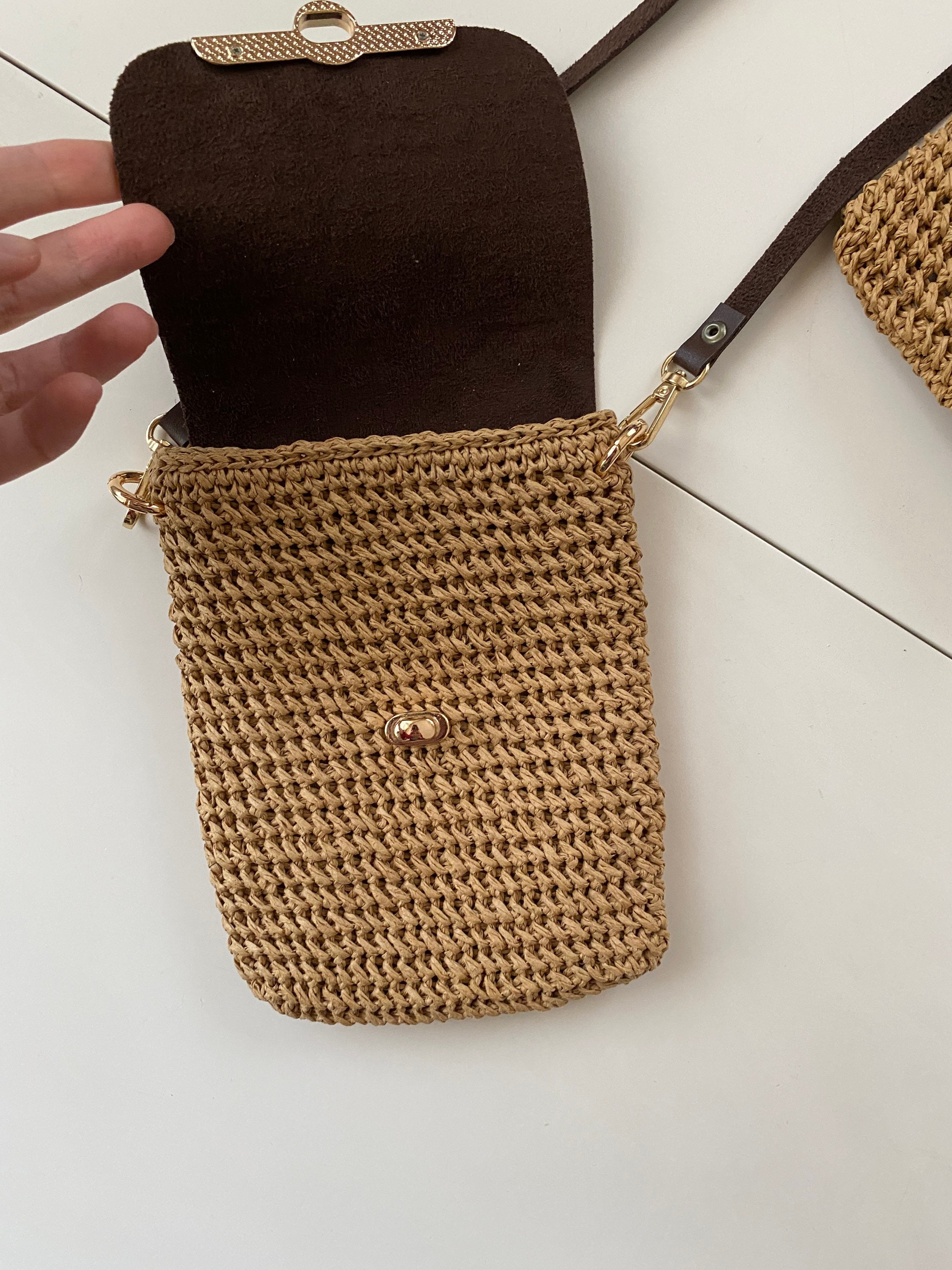 Leather Phone Case, Phone Case Bag Wallet, Luxury Crossbody Bag in Leather, Crochet Bag, Smartpho... — photo 4 of 10