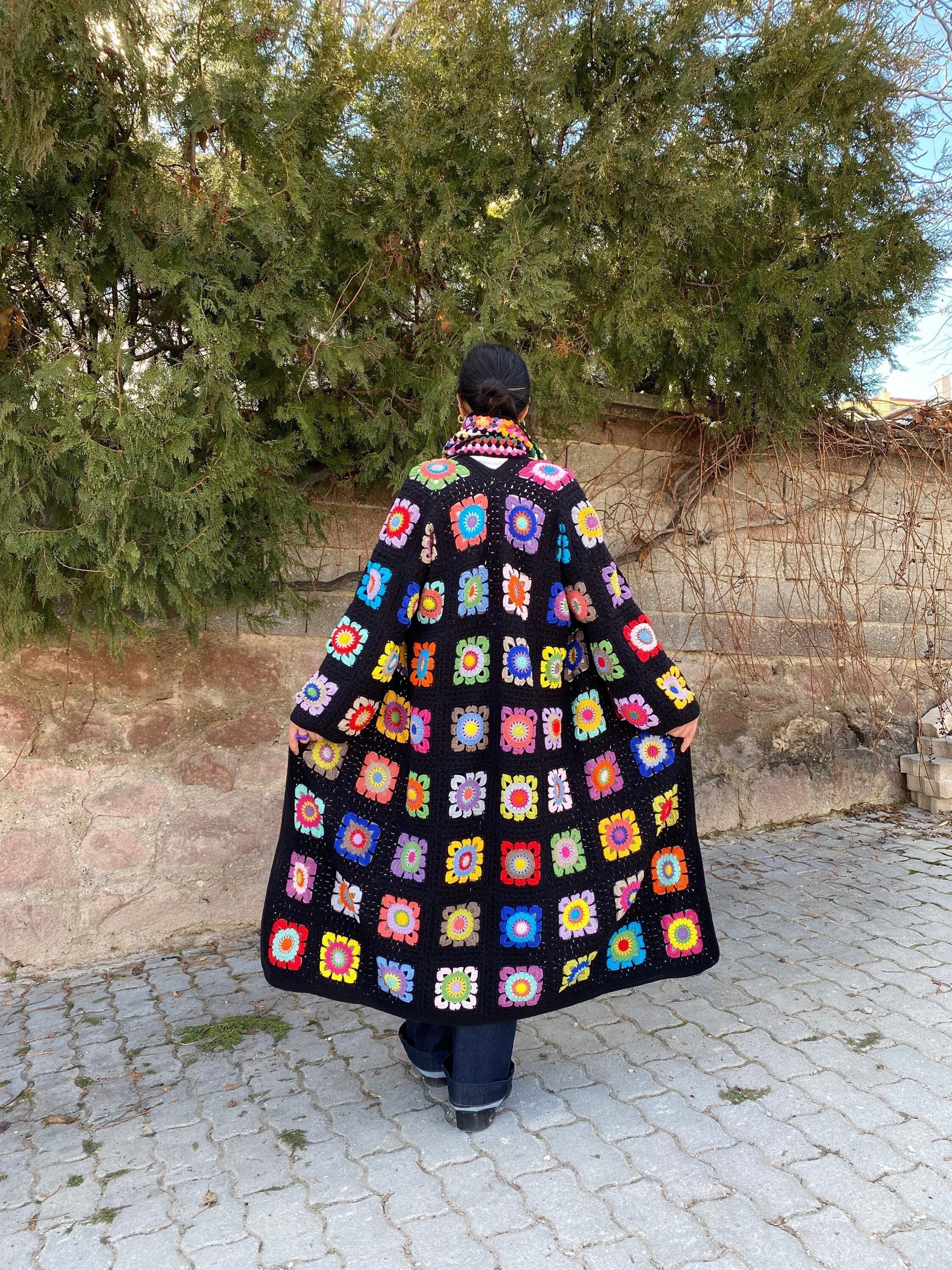 Long Granny Square Cardigan, Oversize Cardigan, Afghan Crochet Coat, Granny Square Coat, Granny S... — photo 5 of 10