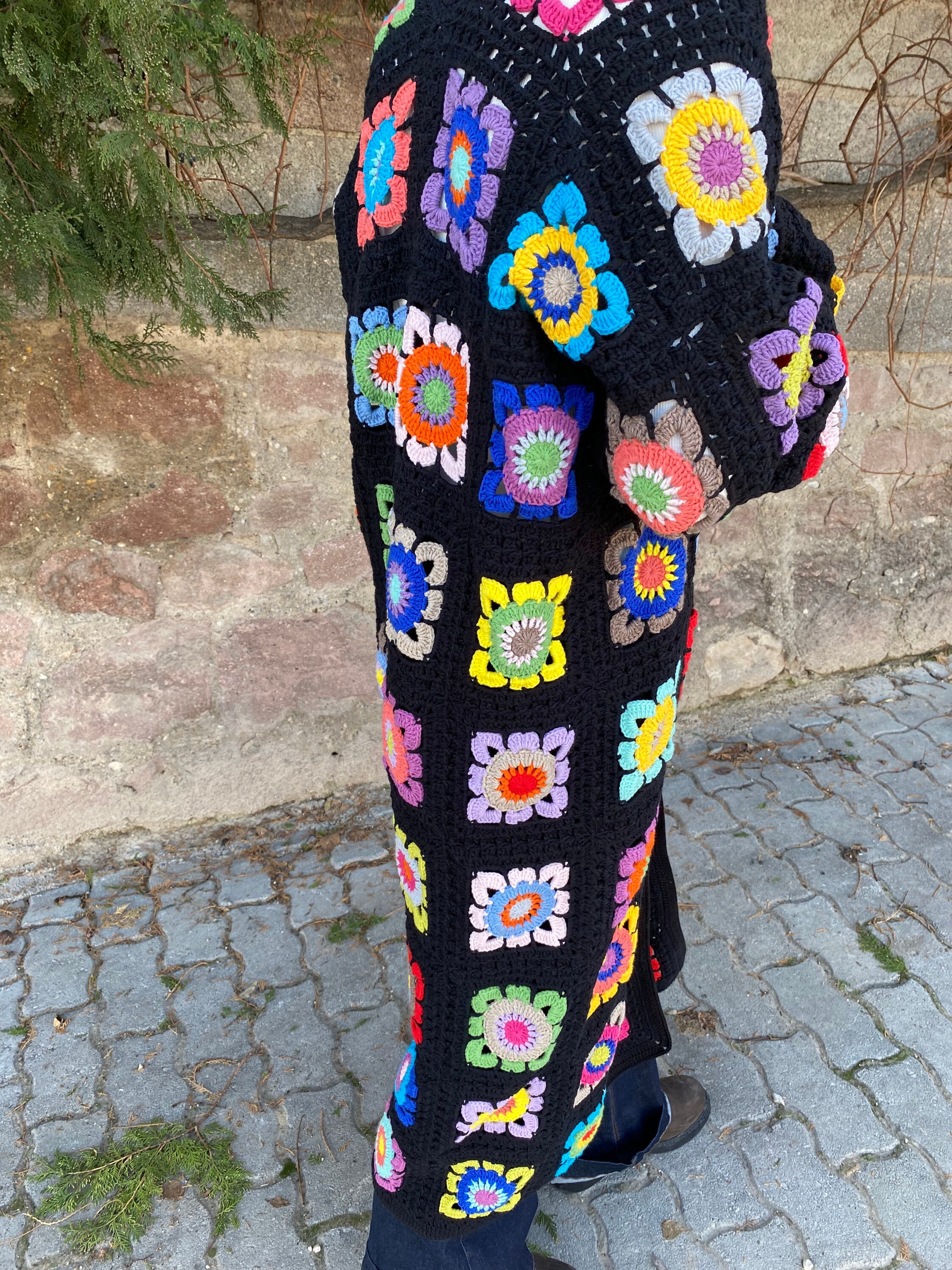 Long Granny Square Cardigan, Oversize Cardigan, Afghan Crochet Coat, Granny Square Coat, Granny S... — photo 3 of 10