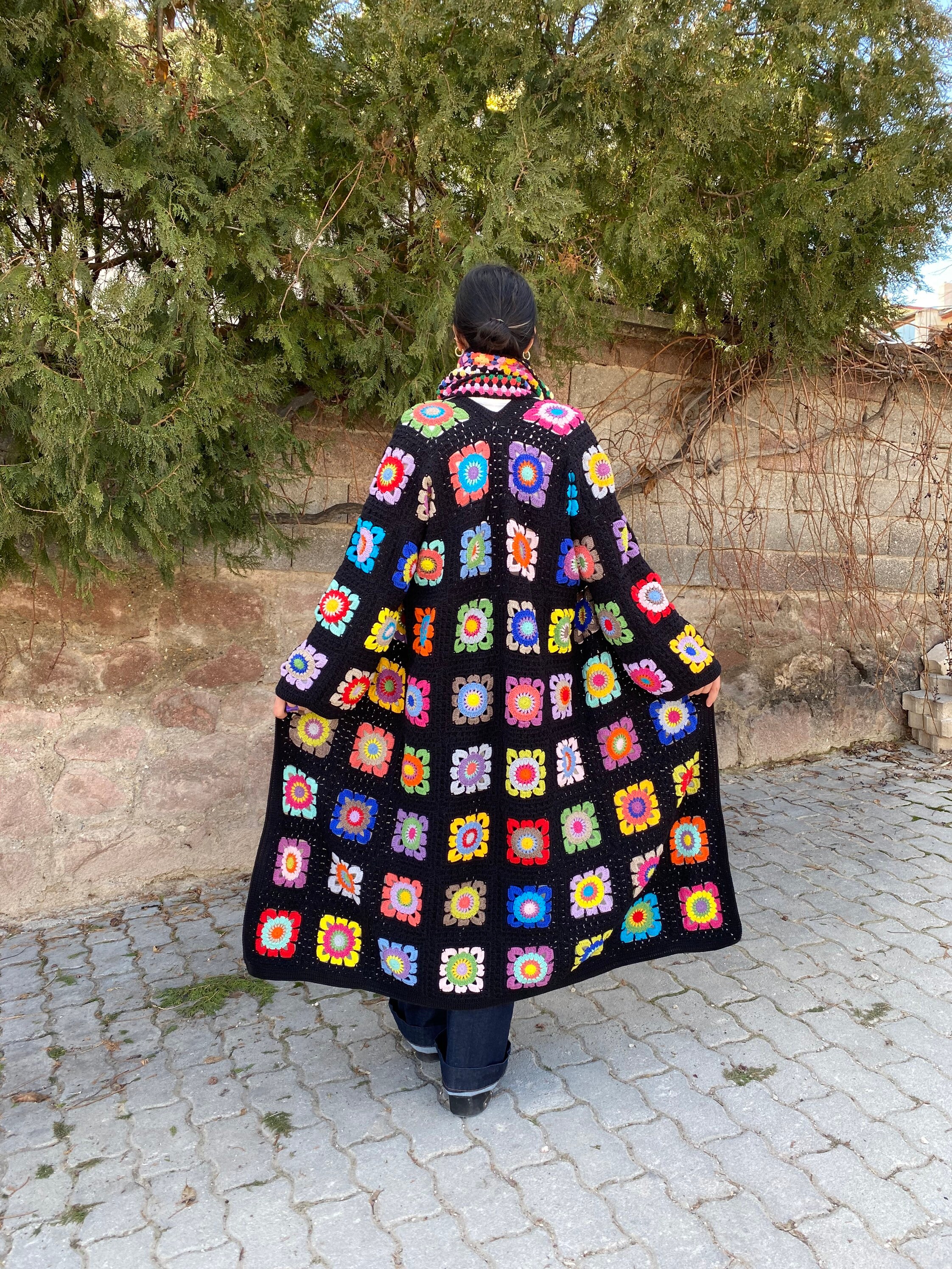 Long Granny Square Cardigan, Oversize Cardigan, Afghan Crochet Coat, Granny Square Coat, Granny S... — photo 6 of 10