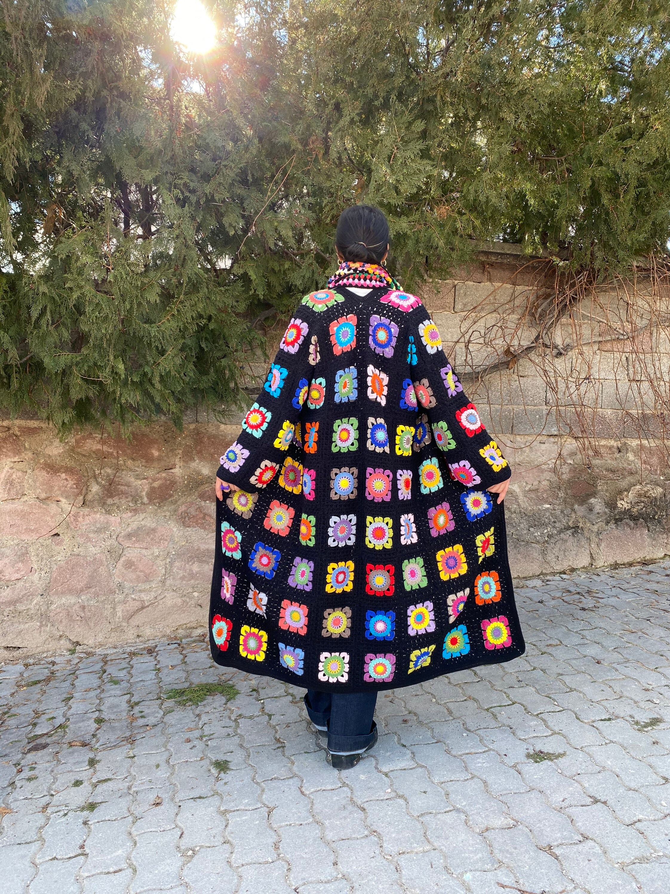Long Granny Square Cardigan, Oversize Cardigan, Afghan Crochet Coat, Granny Square Coat, Granny S... — photo 7 of 10
