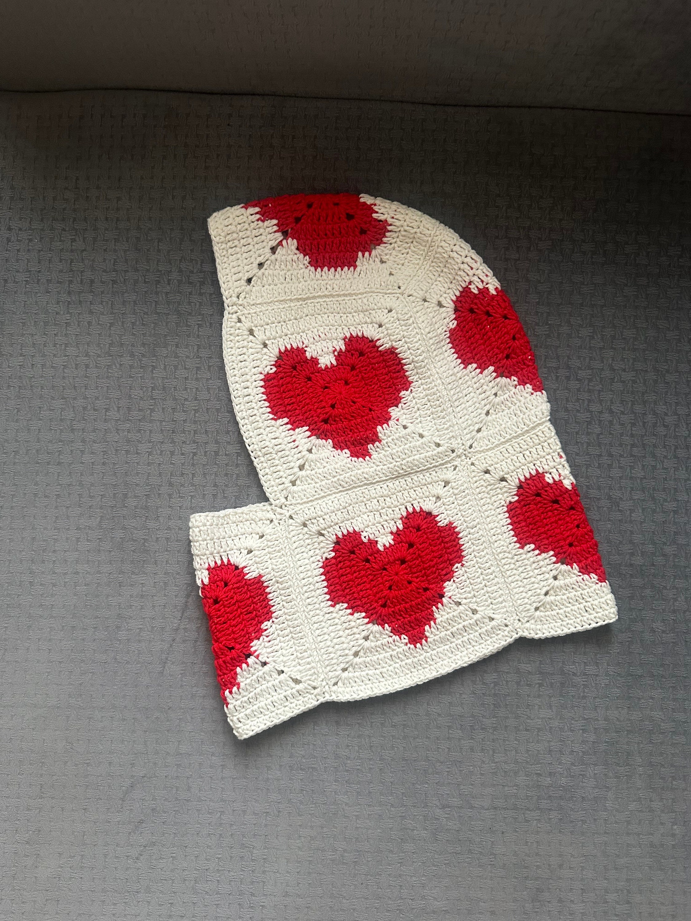 Love Balaclava, Granny Square Hat, Crochet Heart Balaclava, Unisex Balaclava, Valentine Crocheting Gift, Woman Balaclava, Knit Balaclava