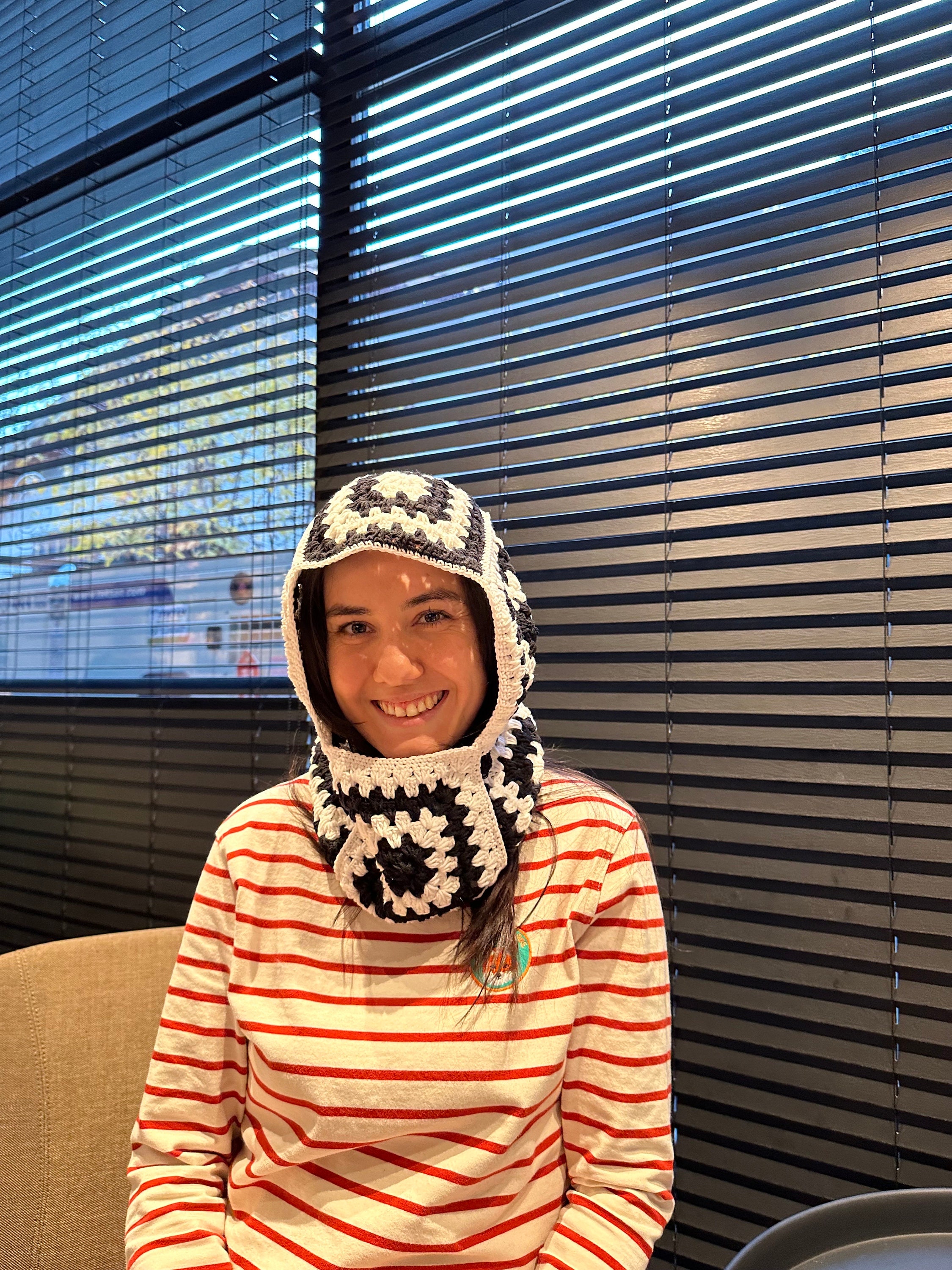 Oversize Crochet Black Balaclava, Granny Square Balaclava, Unisex Handmade Snow Mask, Crochet Bal... — photo 6 of 10