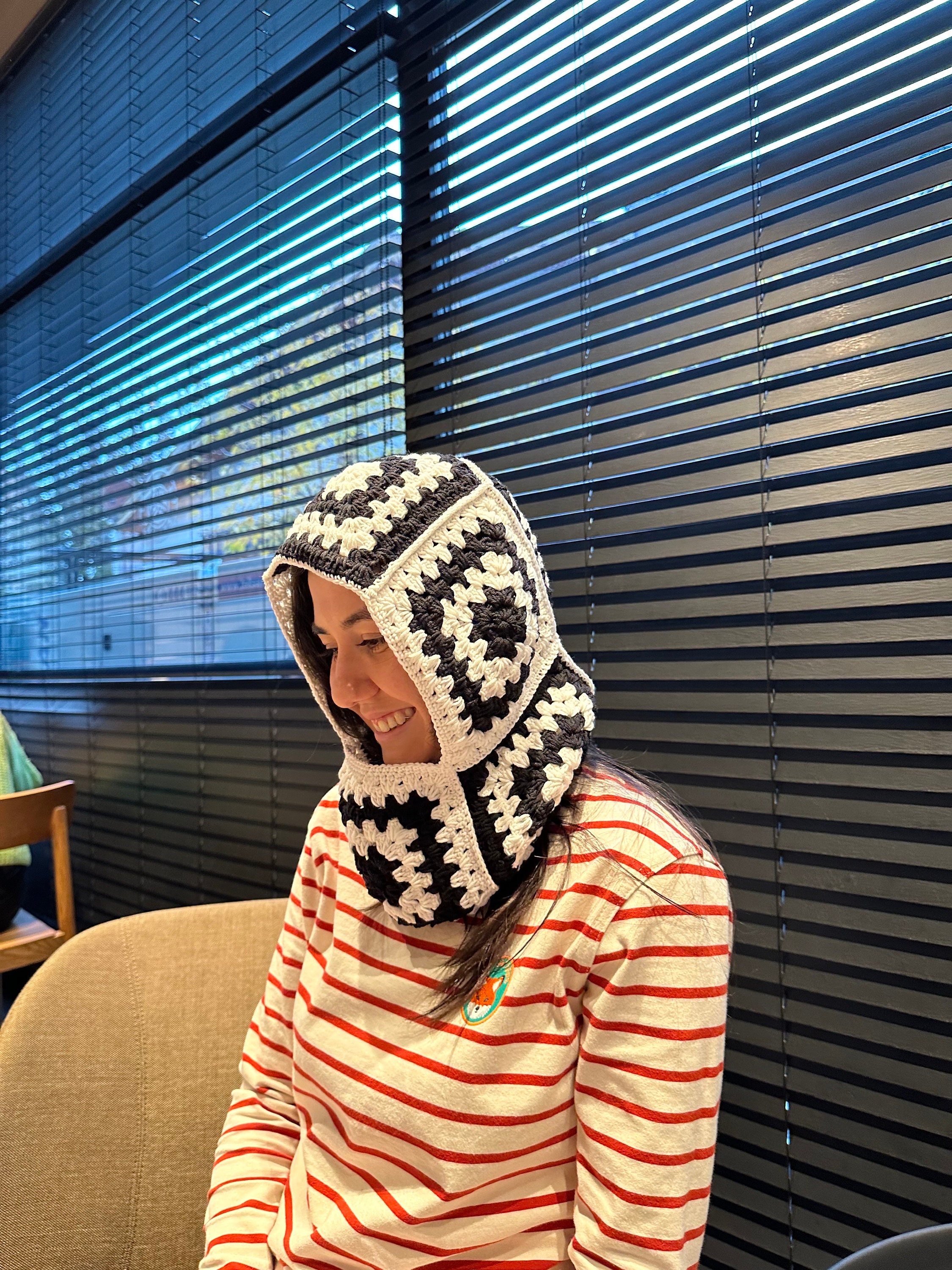 Oversize Crochet Black Balaclava, Granny Square Balaclava, Unisex Handmade Snow Mask, Crochet Bal... — photo 2 of 10