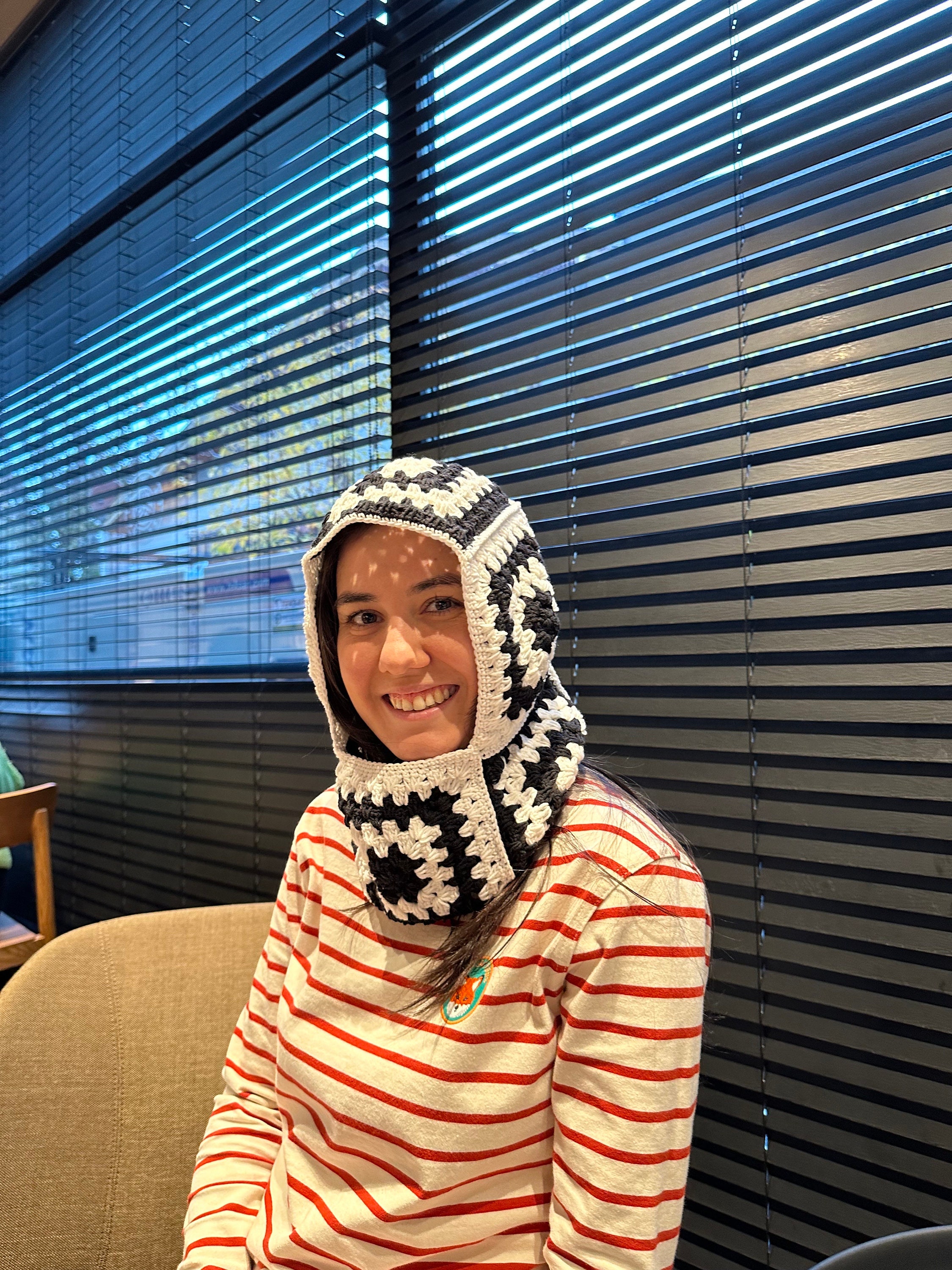 Oversize Crochet Black Balaclava, Granny Square Balaclava, Unisex Handmade Snow Mask, Crochet Bal... — photo 4 of 10