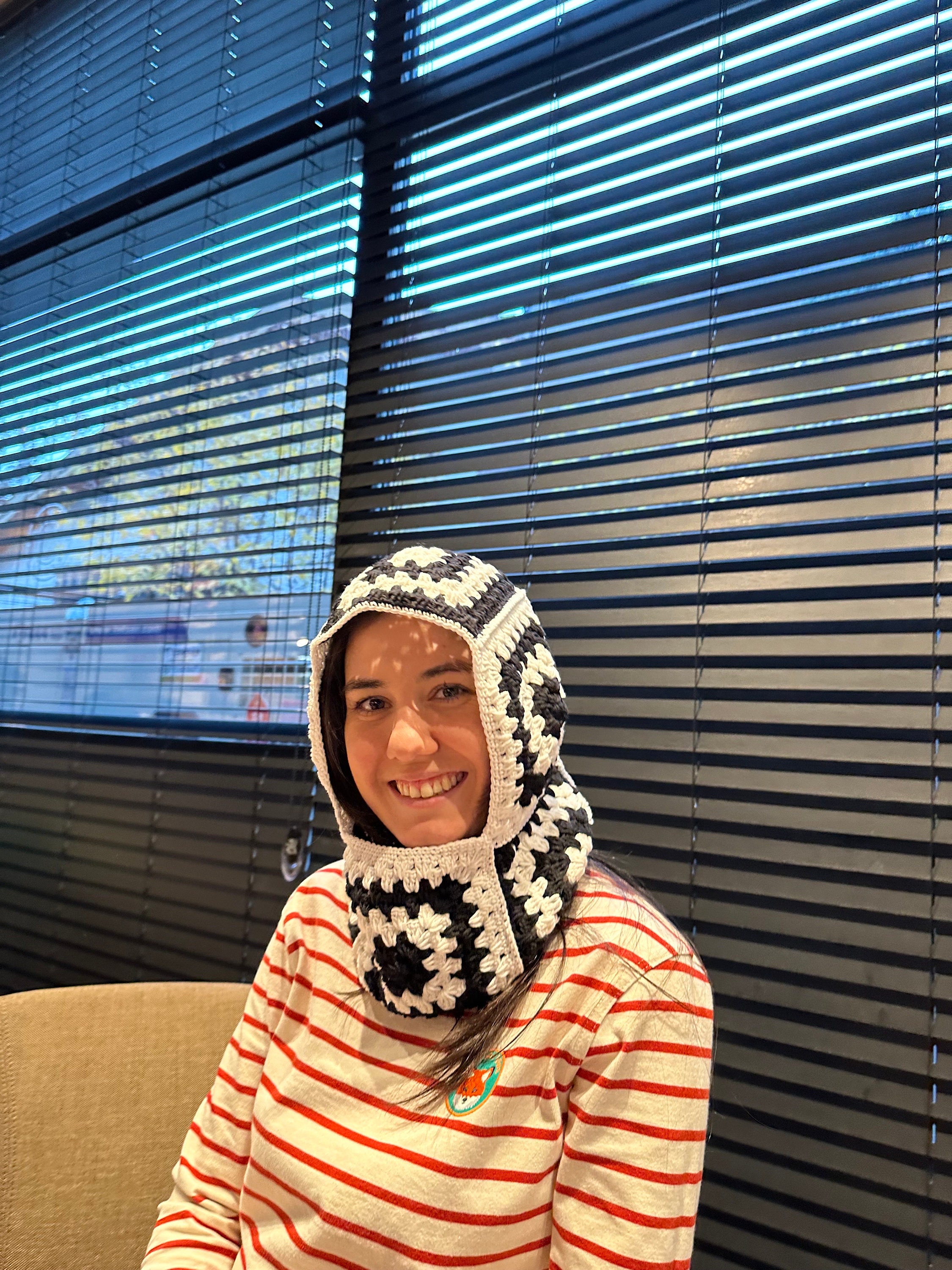 Oversize Crochet Black Balaclava, Granny Square Balaclava, Unisex Handmade Snow Mask, Crochet Bal... — photo 5 of 10