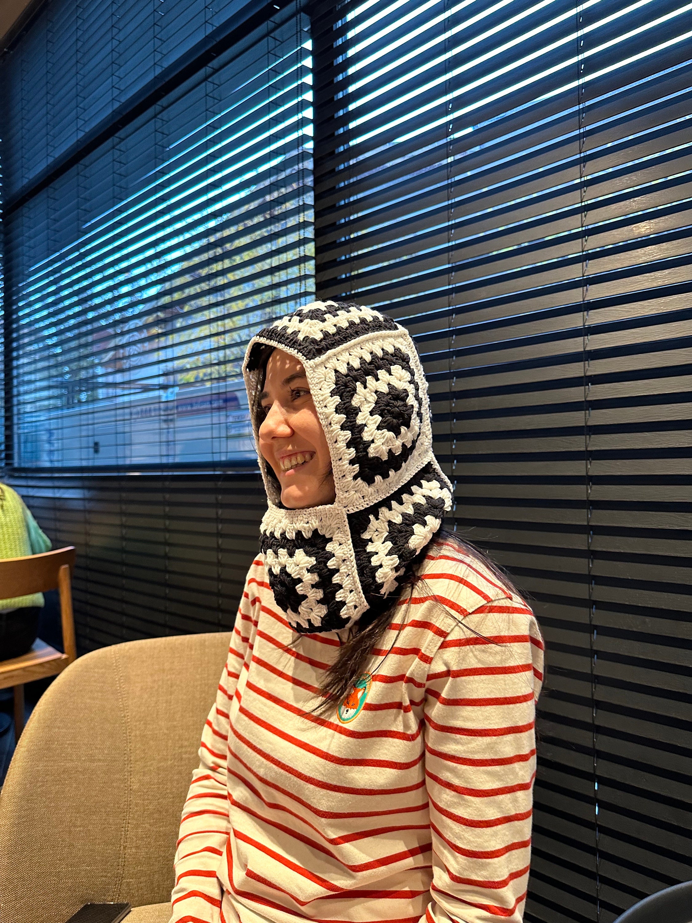 Oversize Crochet Black Balaclava, Granny Square Balaclava, Unisex Handmade Snow Mask, Crochet Bal... — photo 3 of 10