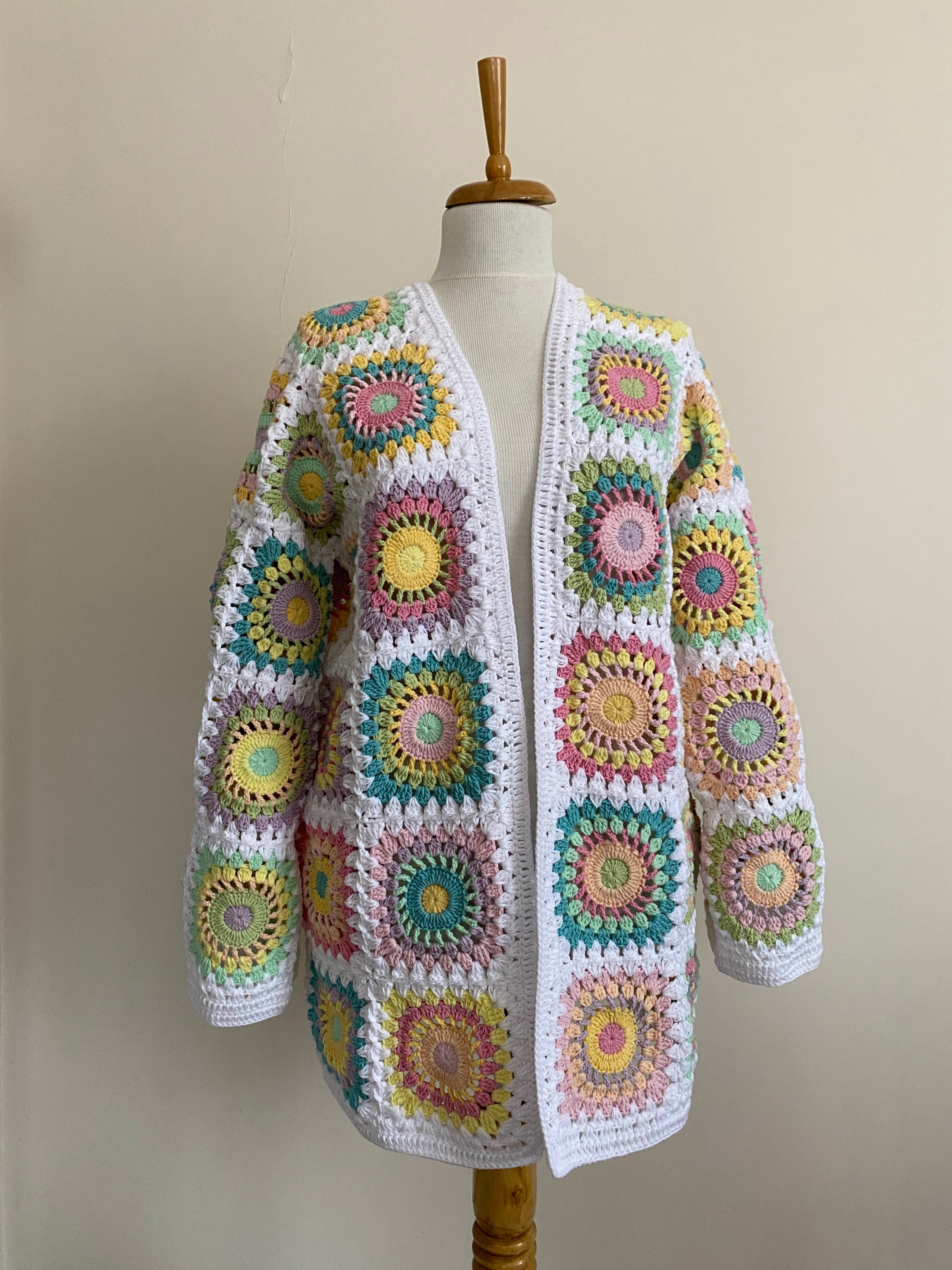 Pastel Cardigan, Granny Square Cardigan, Crochet Coat, Boho Cardigan, Colorful Cardigan, Granny S... — photo 2 of 10