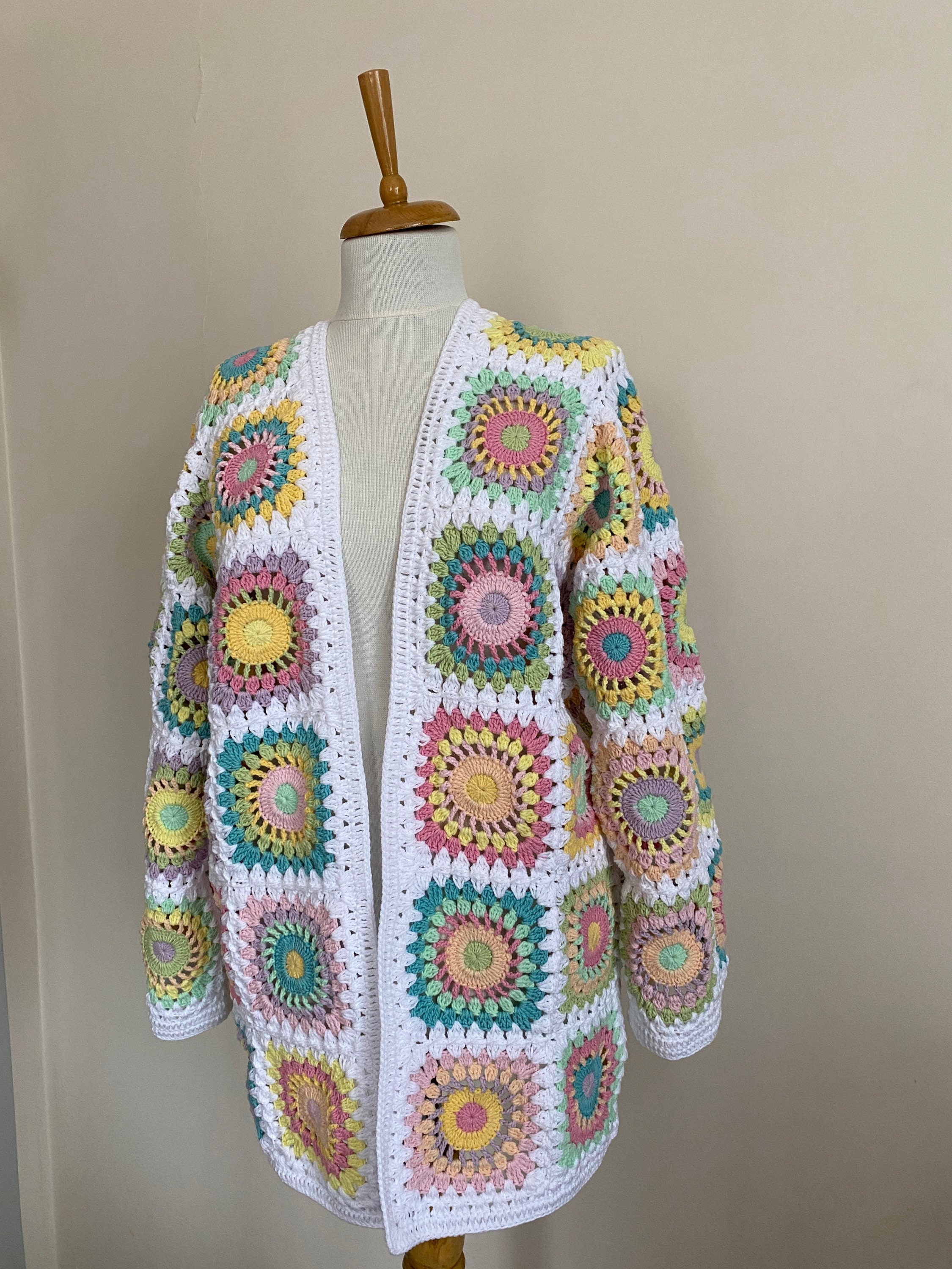Pastel Cardigan, Granny Square Cardigan, Crochet Coat, Boho Cardigan, Colorful Cardigan, Granny S... — photo 6 of 10