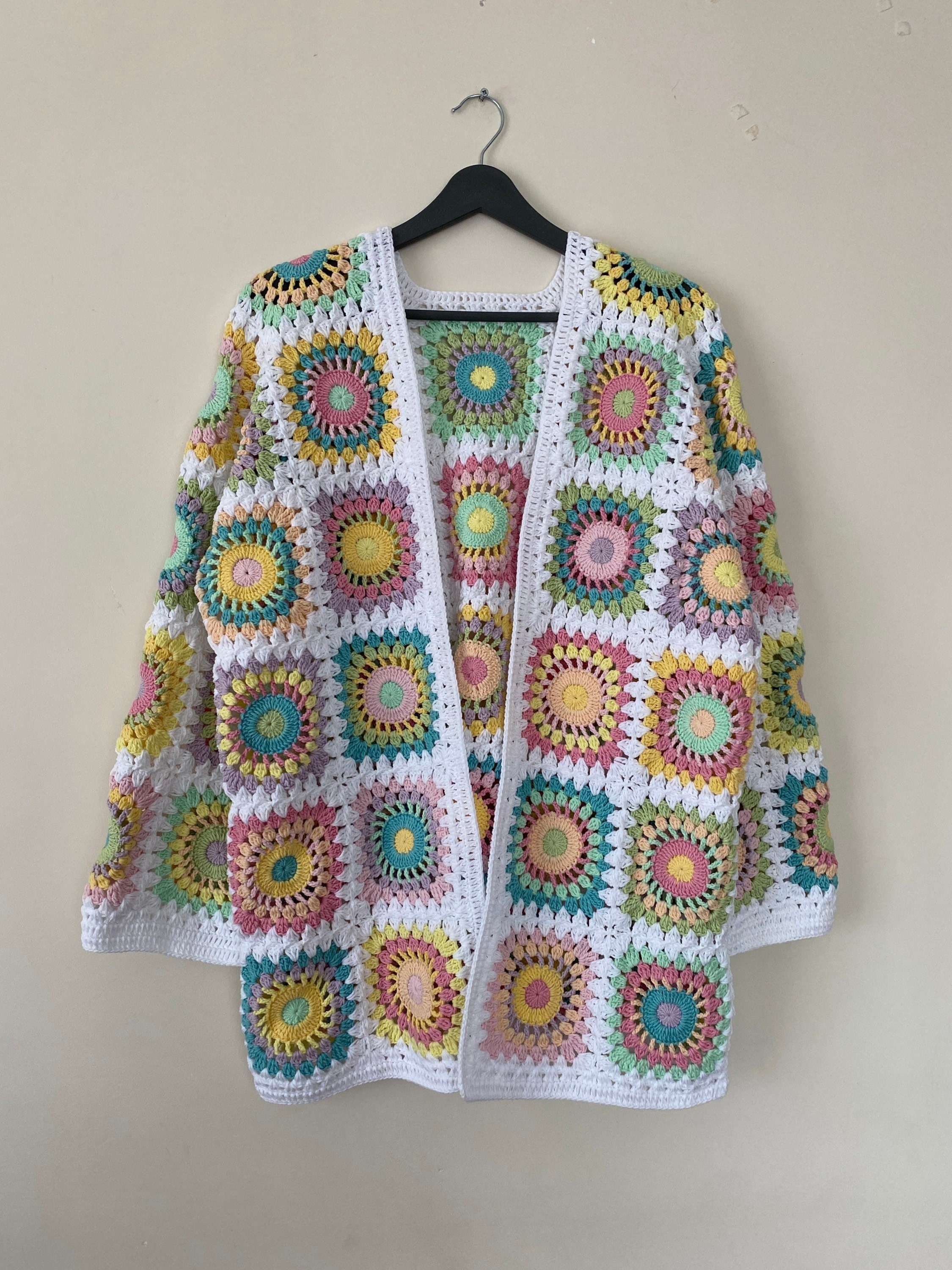 Pastel Cardigan, Granny Square Cardigan, Crochet Coat, Boho Cardigan, Colorful Cardigan, Granny S... — photo 7 of 10