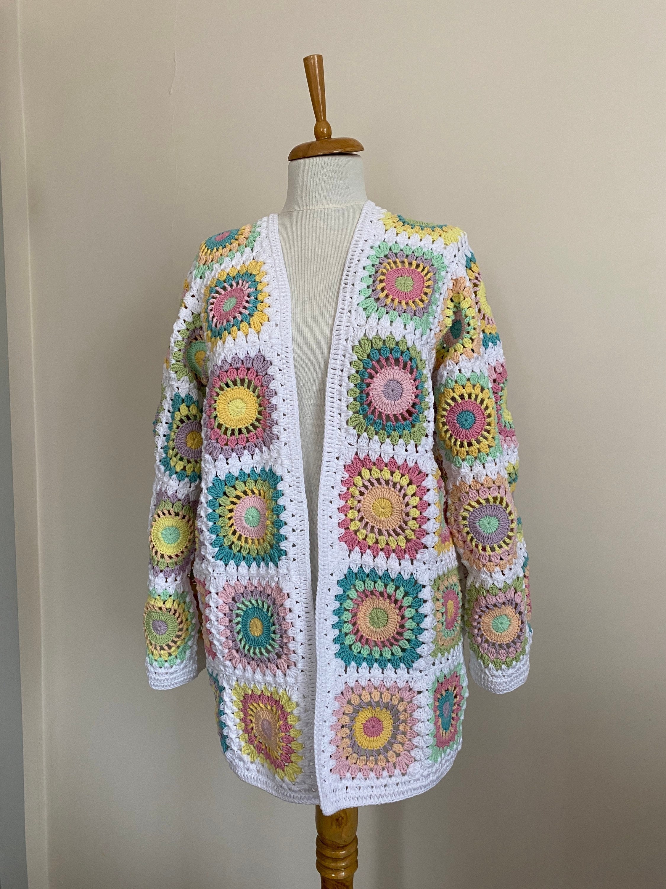 Pastel Cardigan, Granny Square Cardigan, Crochet Coat, Boho Cardigan, Colorful Cardigan, Granny S... — photo 5 of 10