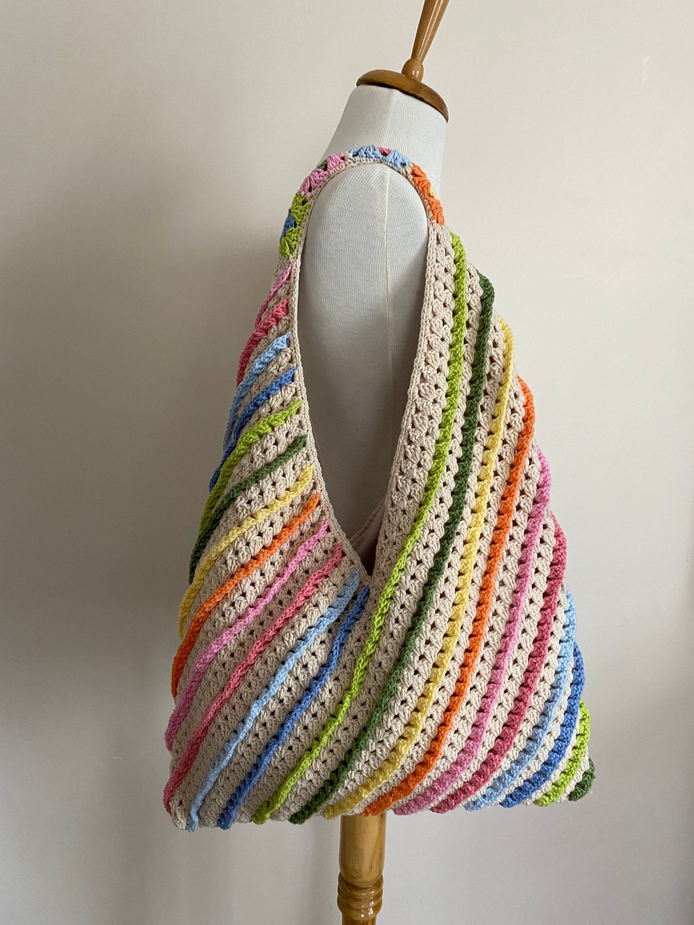 Pastel Crochet Bag, Afghan Crochet Bag, Boho Hand Bag, Bohemian Bag, Retro Style, Vintage Style, ... — photo 2 of 10