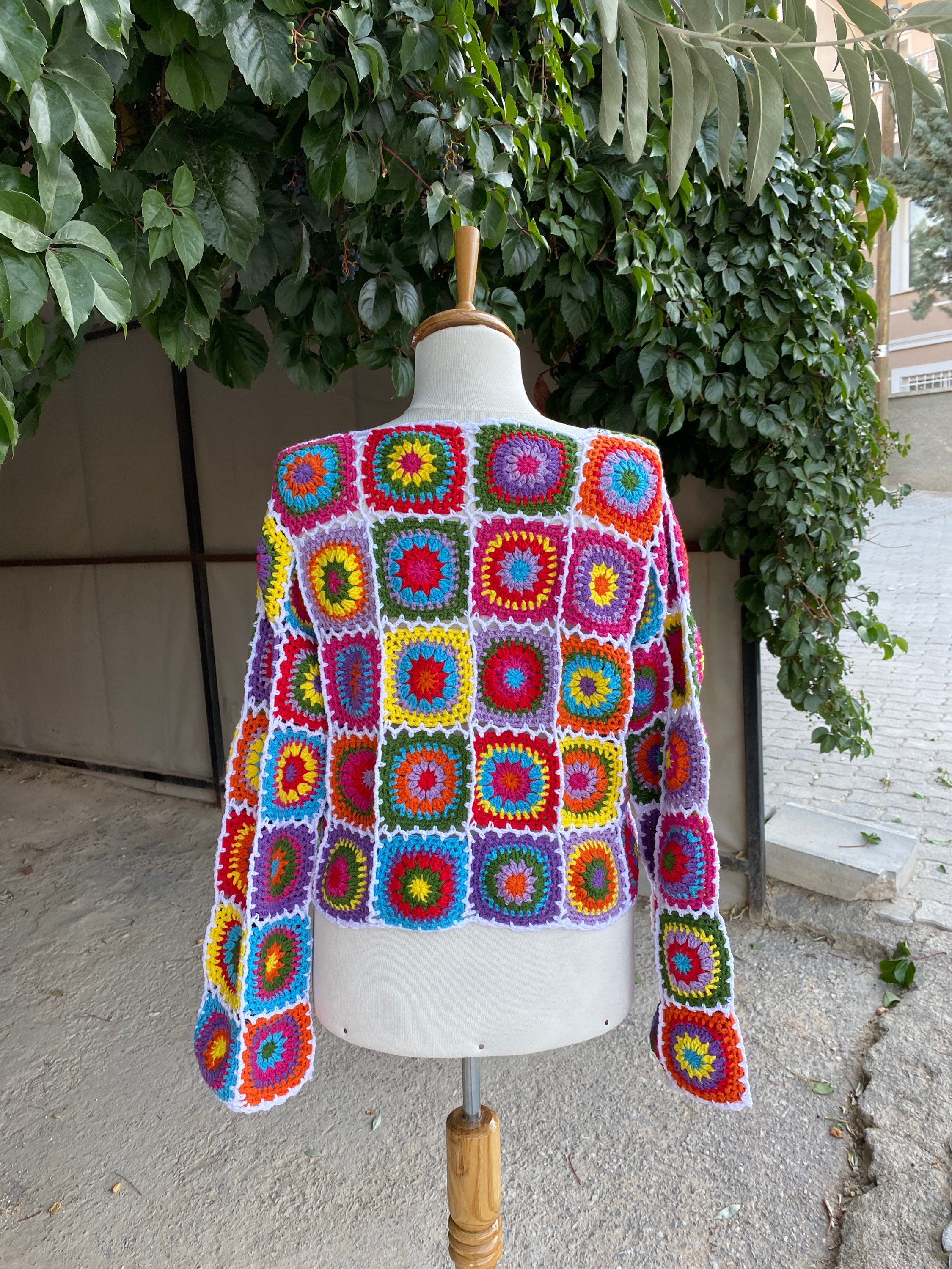 Patchwork Cardigan, Granny Square Cardigan, Afghan Sweater, Handmade Cardigan, Bohemian Cardigan,... — photo 3 of 13