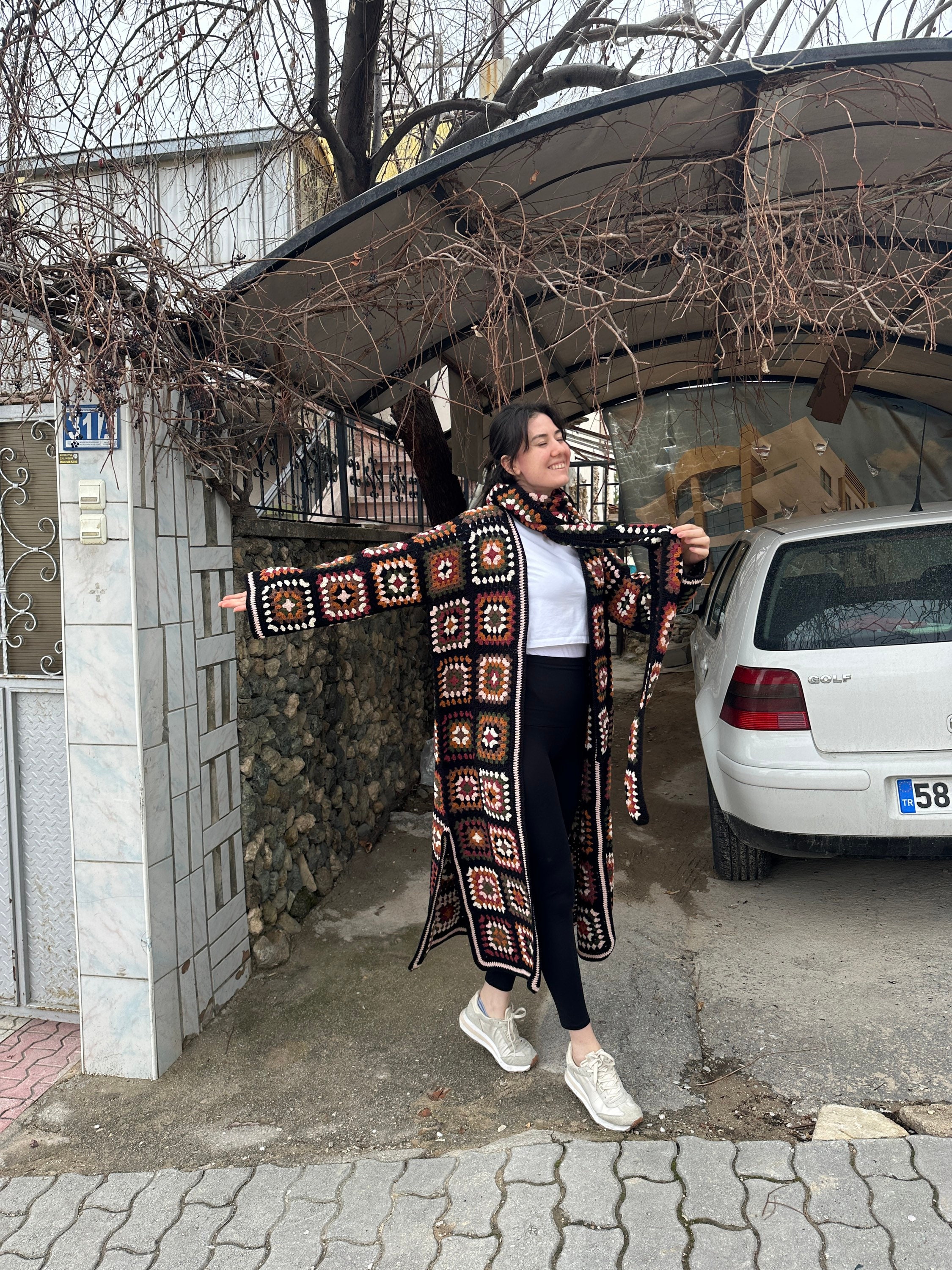 Patchwork Jacket, Granny Square Cardigan, Cardigan & Scarf Set, Boho Jacket, Granny Square Sweate... — photo 4 of 10