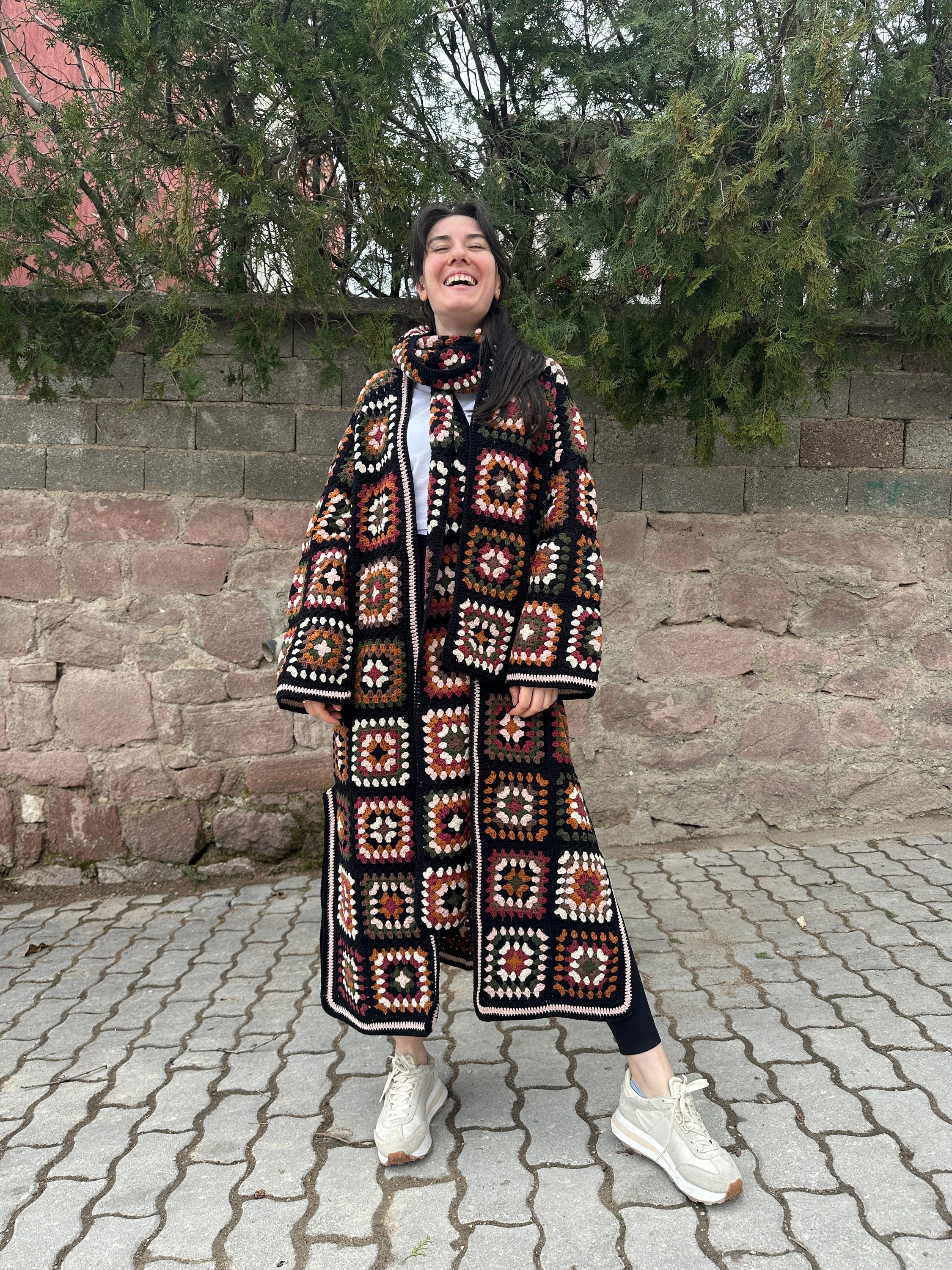 Patchwork Jacket, Granny Square Cardigan, Cardigan & Scarf Set, Boho Jacket, Granny Square Sweate... — photo 5 of 10