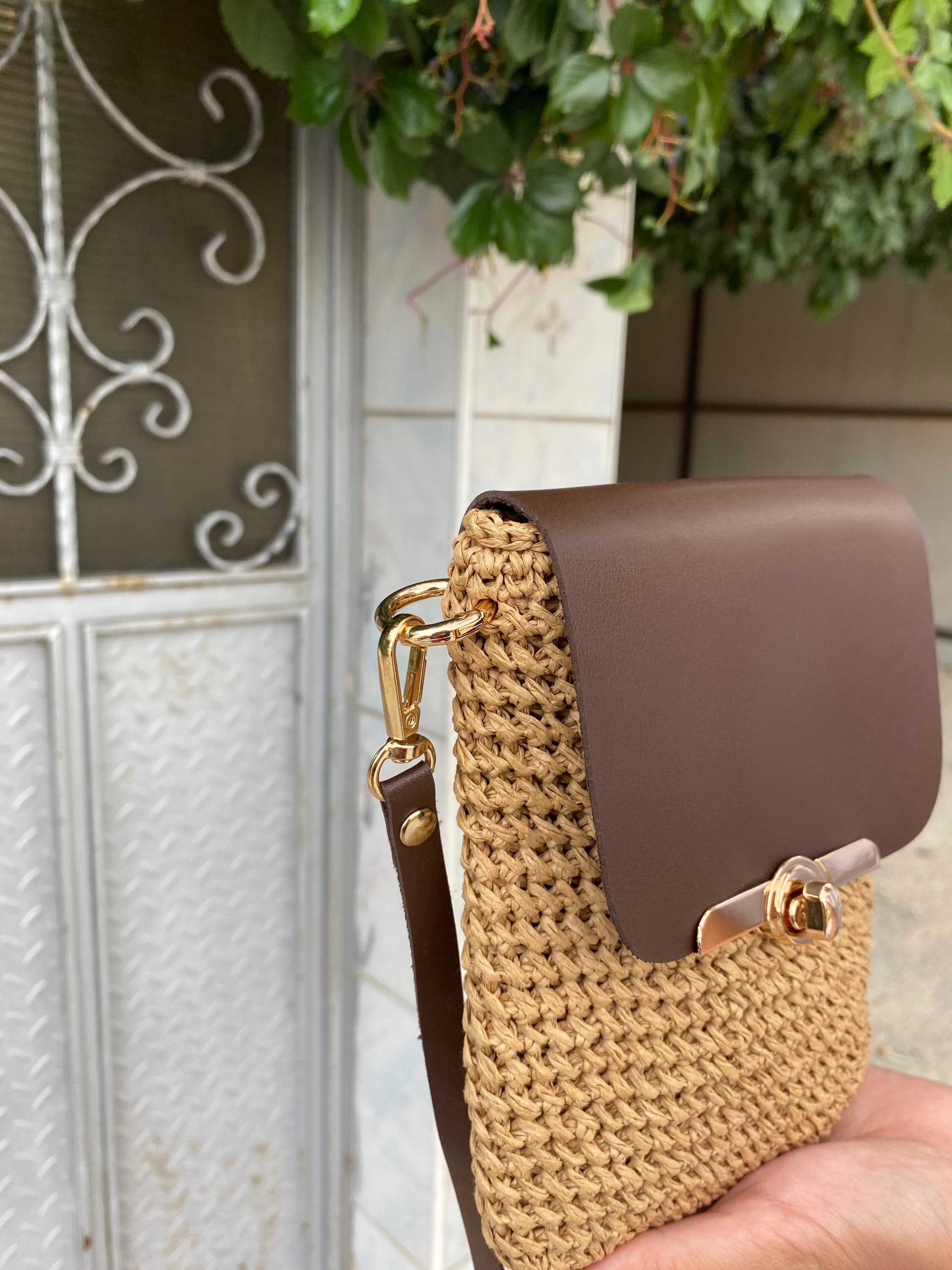 Phone Case Bag Wallet, Luxury Crossbody Bag in Leather, Crochet Bag, Smartphone Crossbody Bag, St... — photo 3 of 10