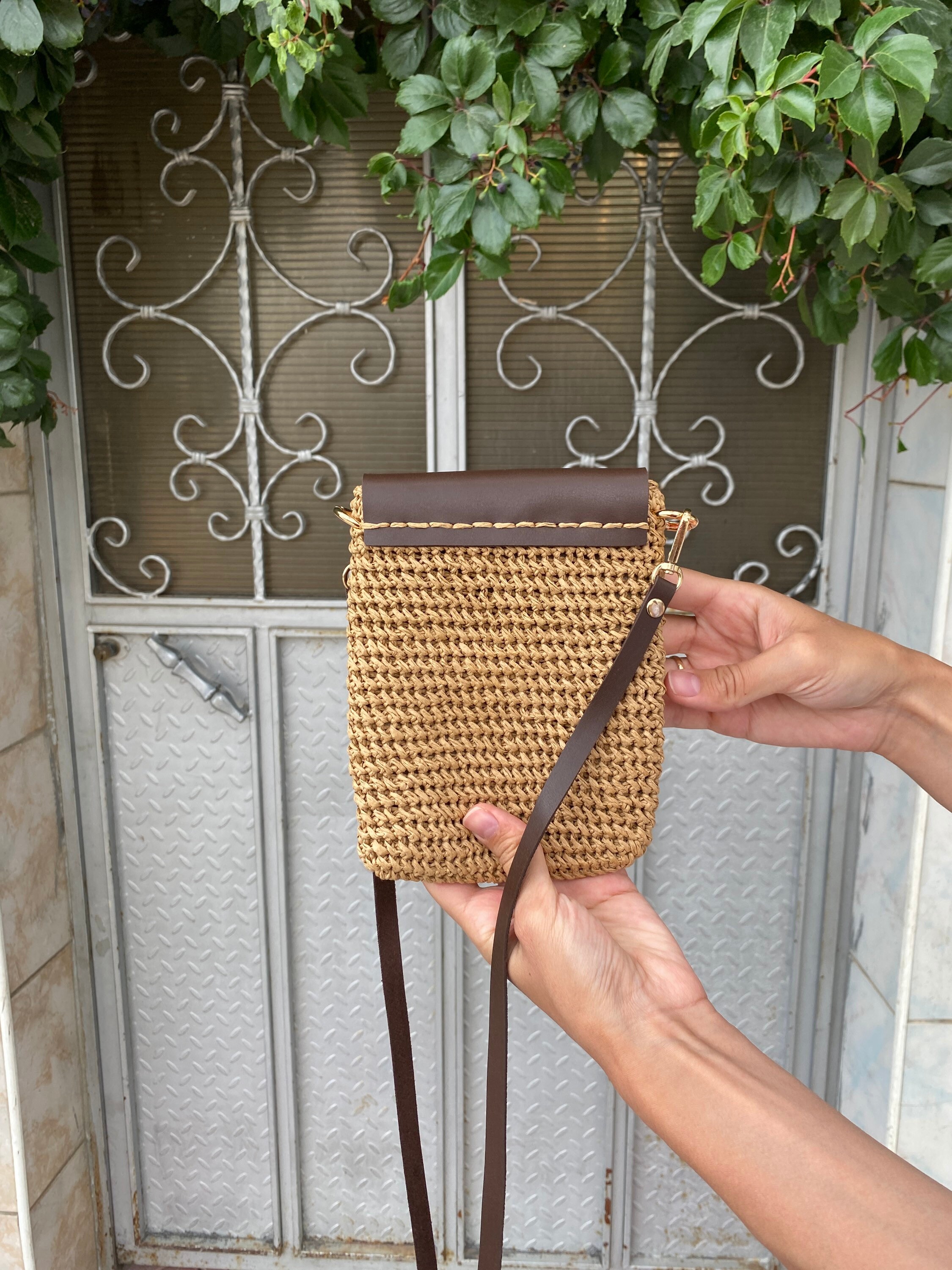 Phone Case Bag Wallet, Luxury Crossbody Bag in Leather, Crochet Bag, Smartphone Crossbody Bag, St... — photo 6 of 10