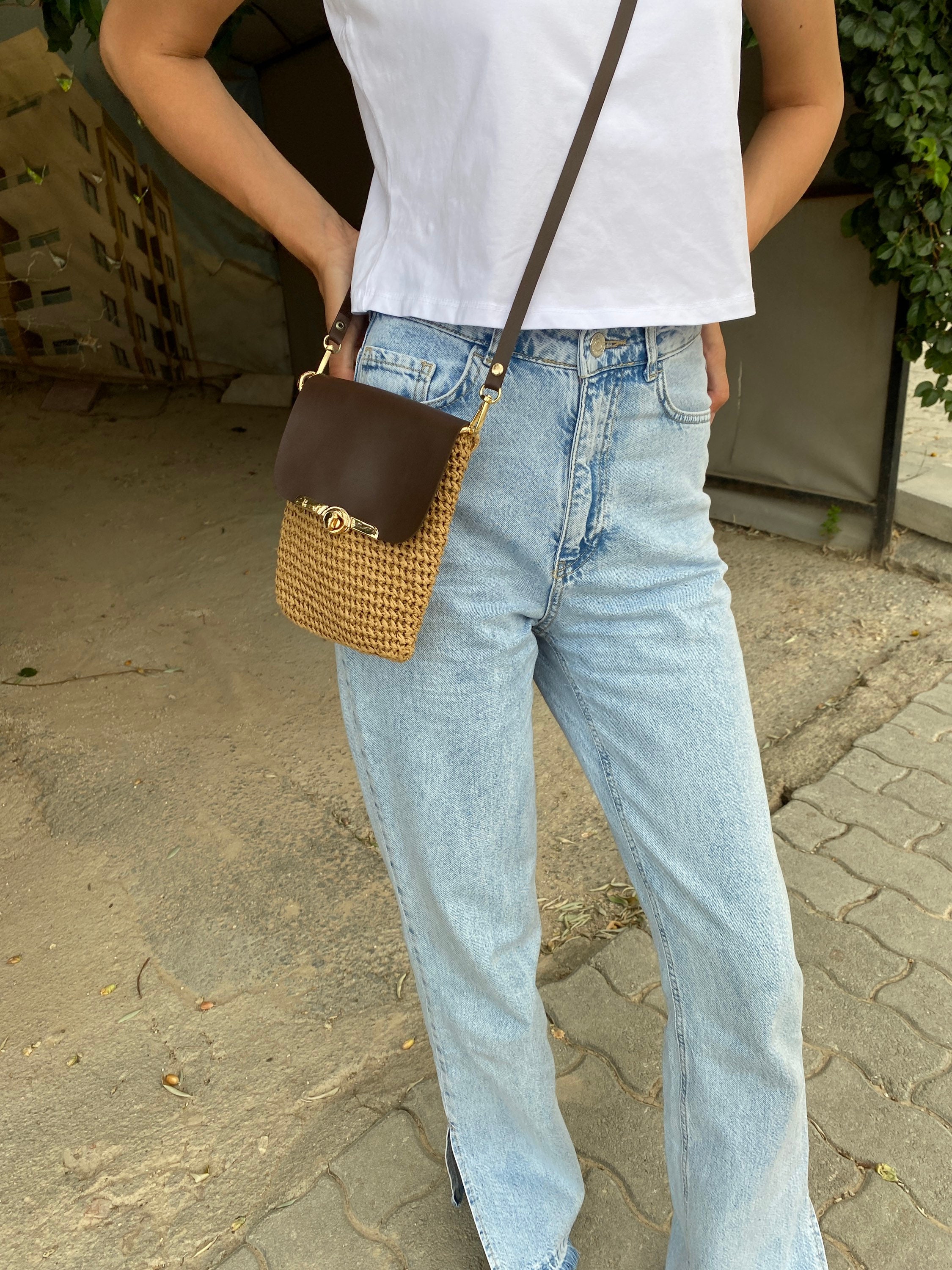 Phone Case Bag Wallet, Luxury Crossbody Bag in Leather, Crochet Bag, Smartphone Crossbody Bag, St... — photo 7 of 10