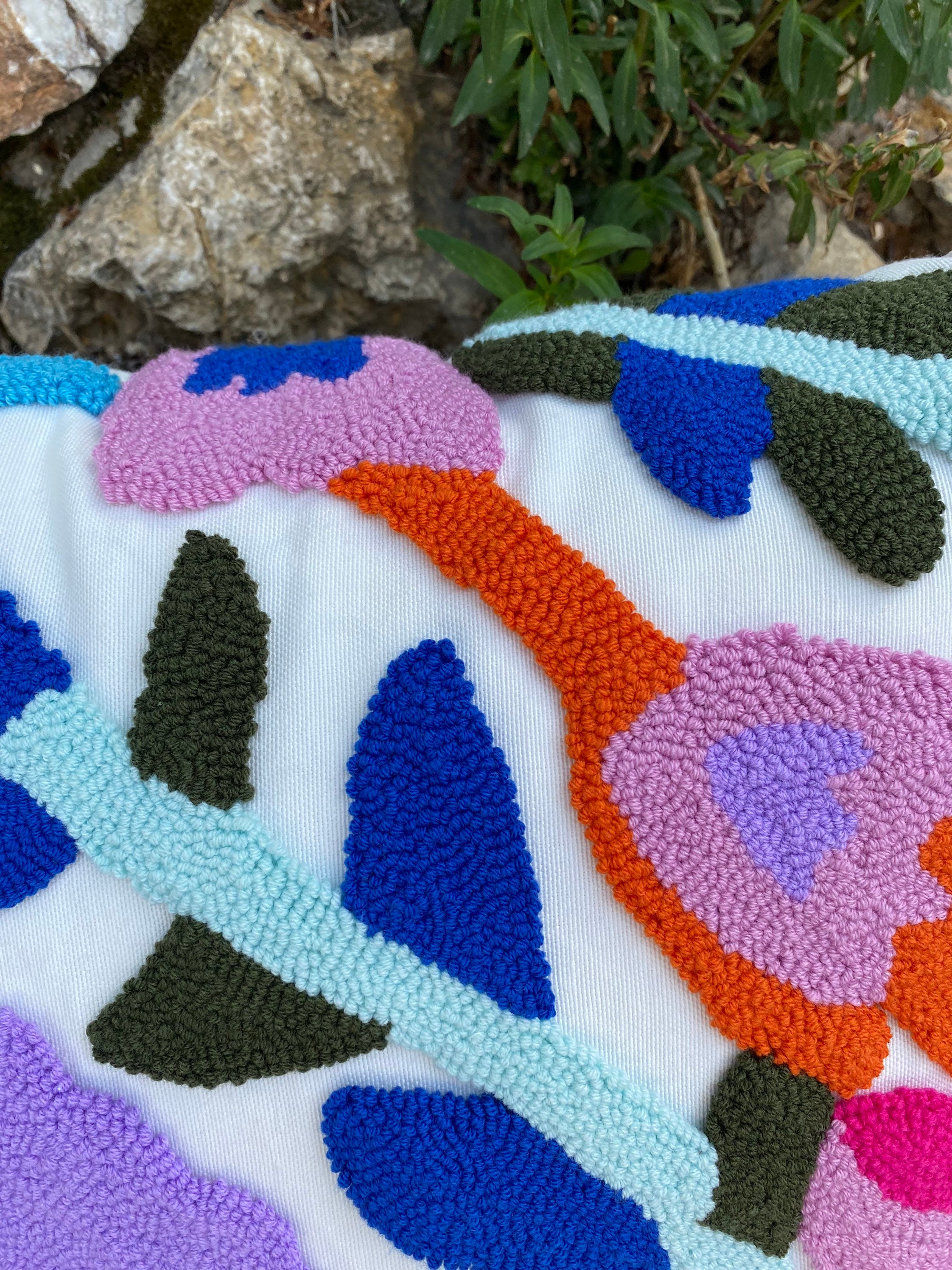 Punch Needle Pillow, Flower Pillow Cover, Pillow Case, Luxury Home Decor, Decorative Pillows, Han... — photo 2 of 10