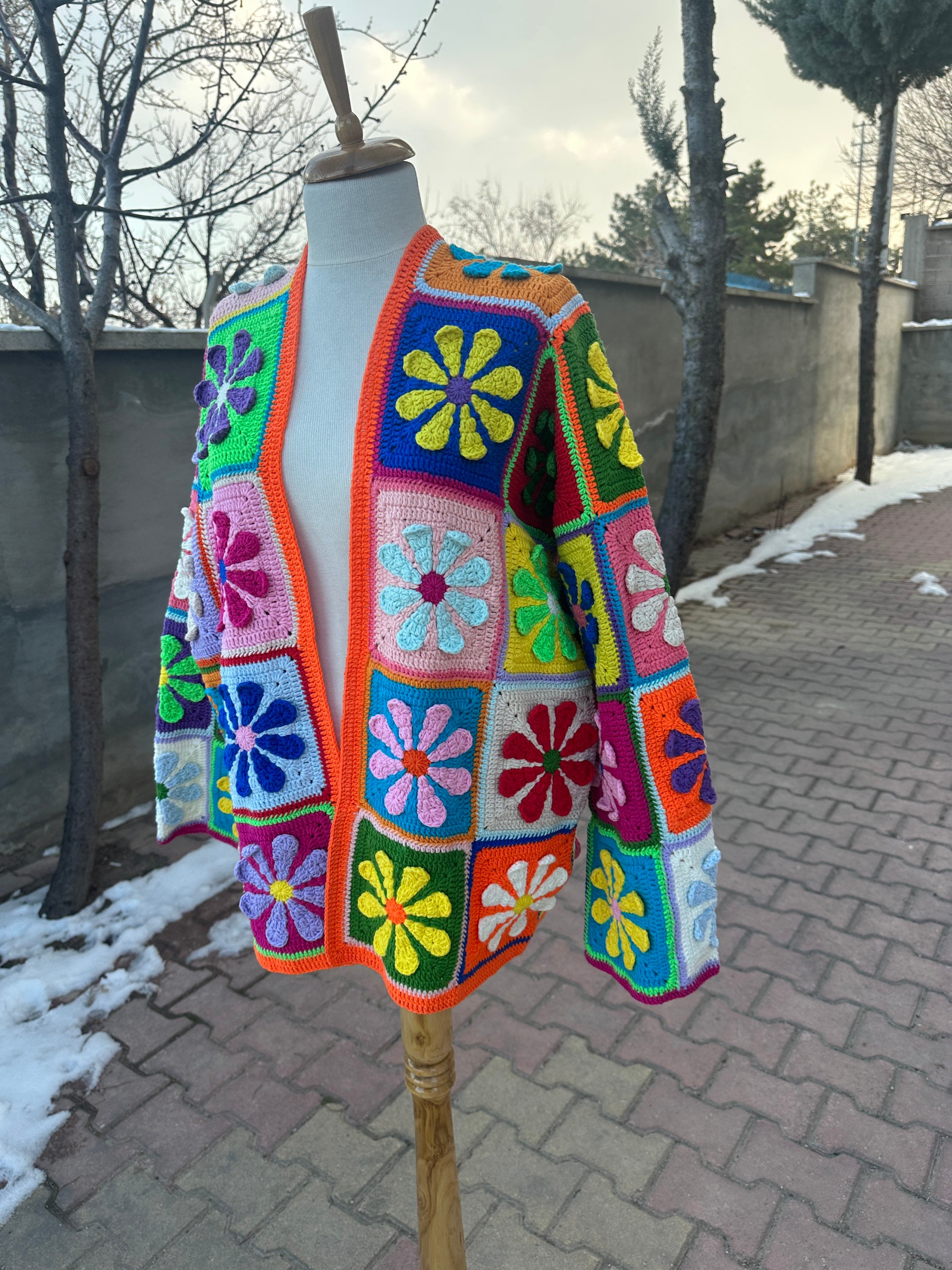 Ready To Ship - Crochet Cardigan, Granny Square Cardigan, Boho Patchwork Jacket, Afghan Cardigan,... — photo 3 of 10