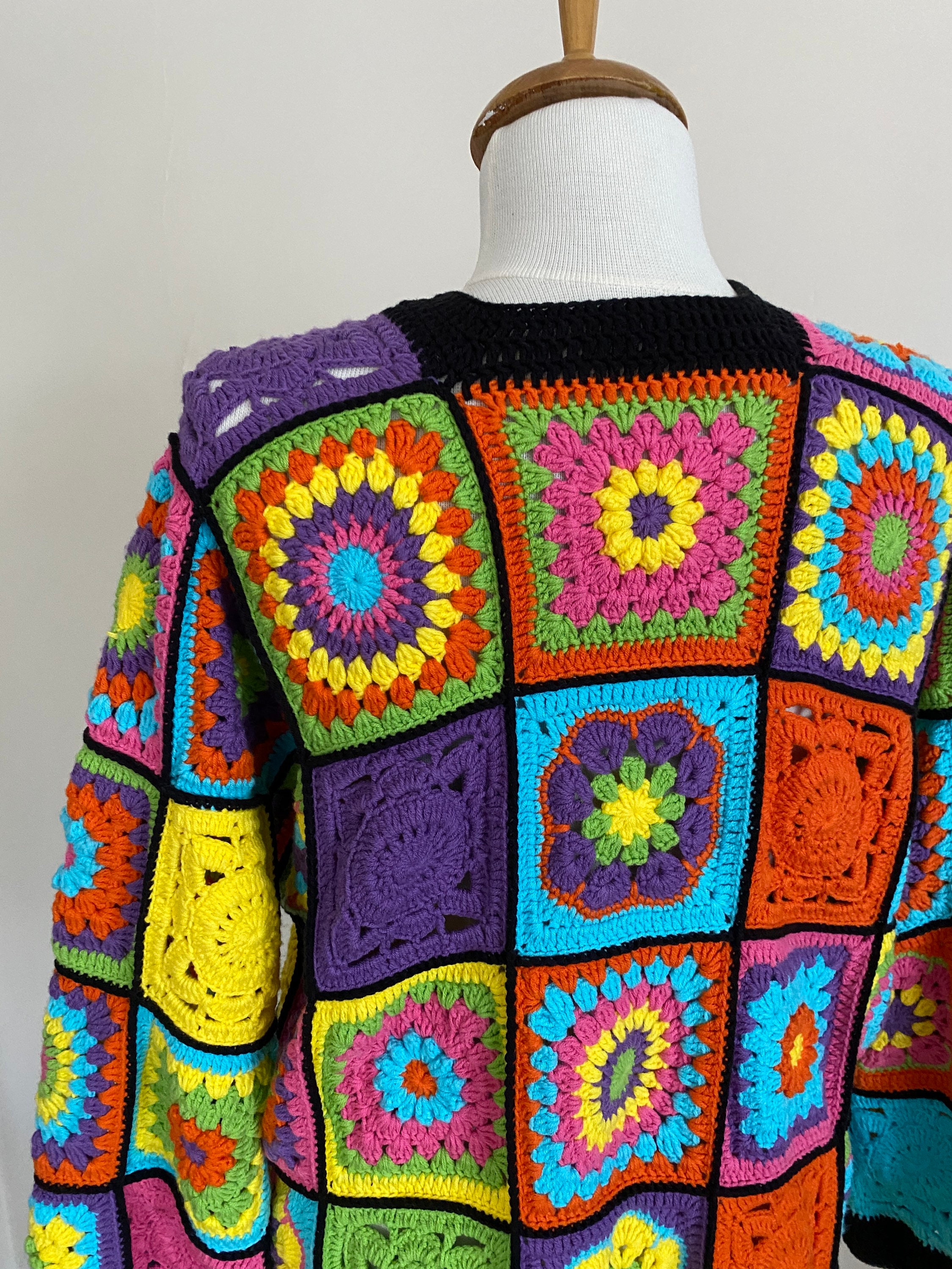 Ready To Ship - Granny Square Afghan Cardigan, Crochet Afghan Coat, Flowers Patchwork Jacket, Boh... — photo 2 of 10