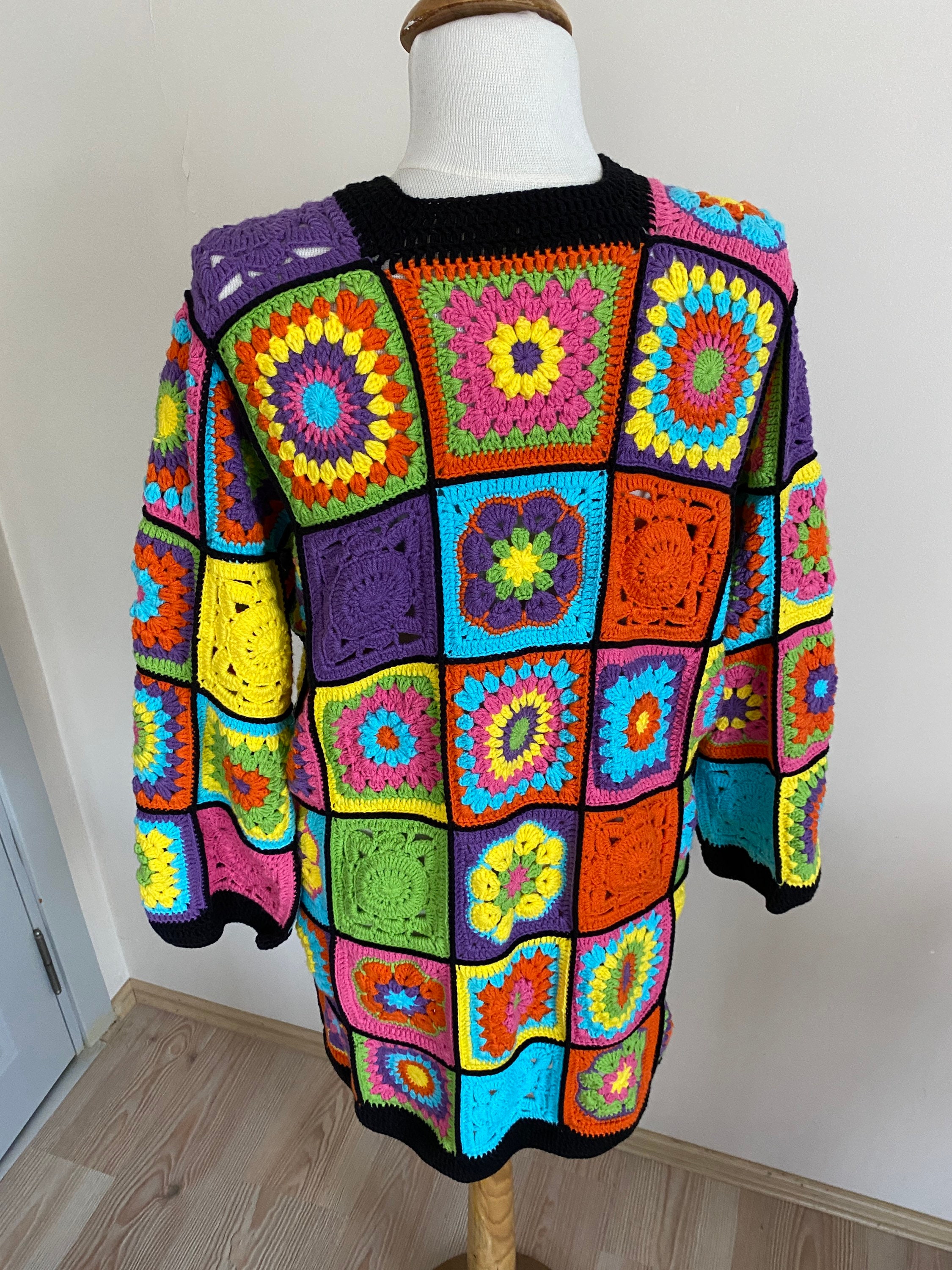 Ready To Ship - Granny Square Afghan Cardigan, Crochet Afghan Coat, Flowers Patchwork Jacket, Boh... — photo 3 of 10