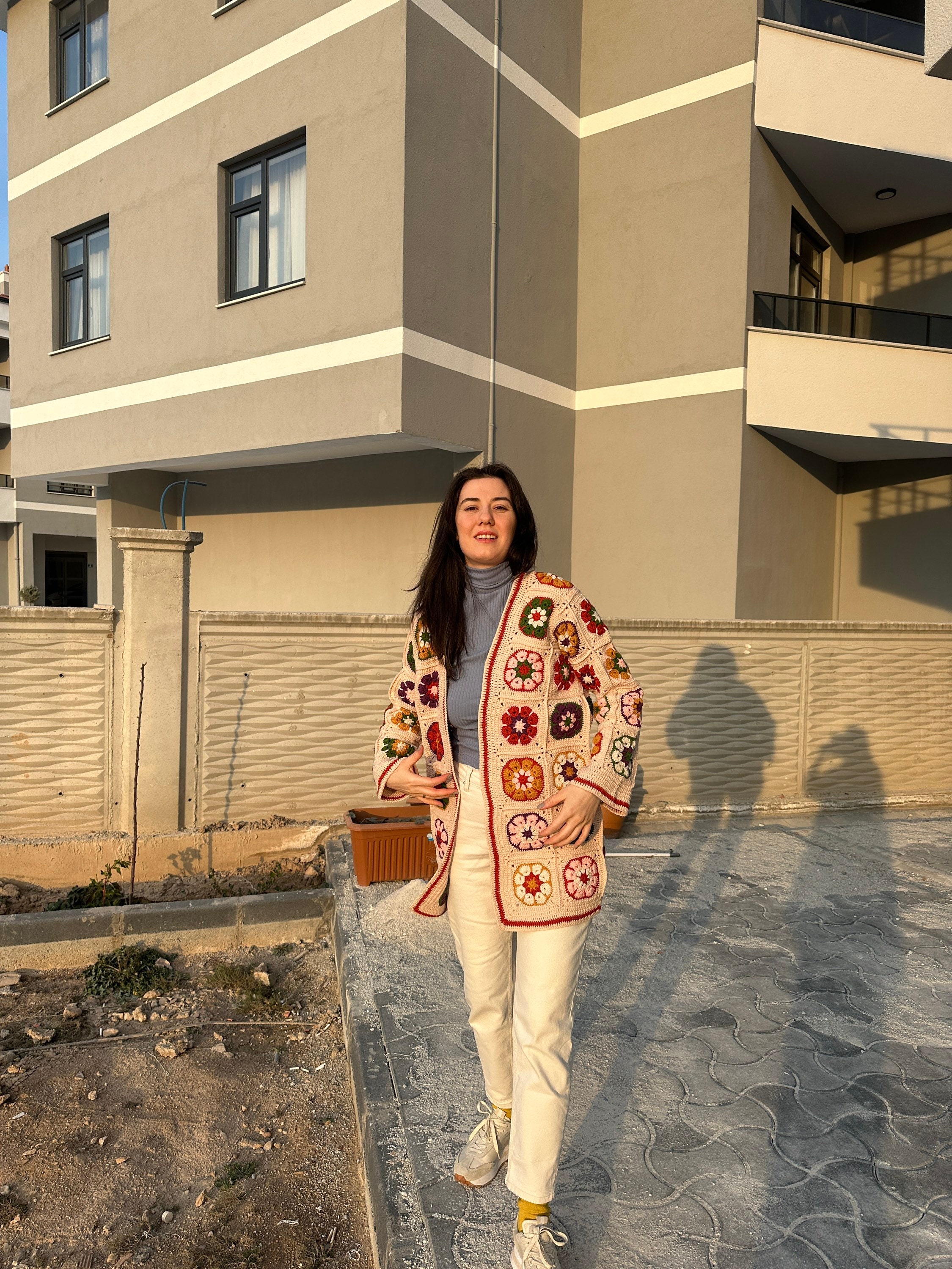 Ready To Ship - Granny Square Afghan Coat, Boho Crochet Floral Cardigan, Colorful Pathcwork Jacke... — photo 3 of 10