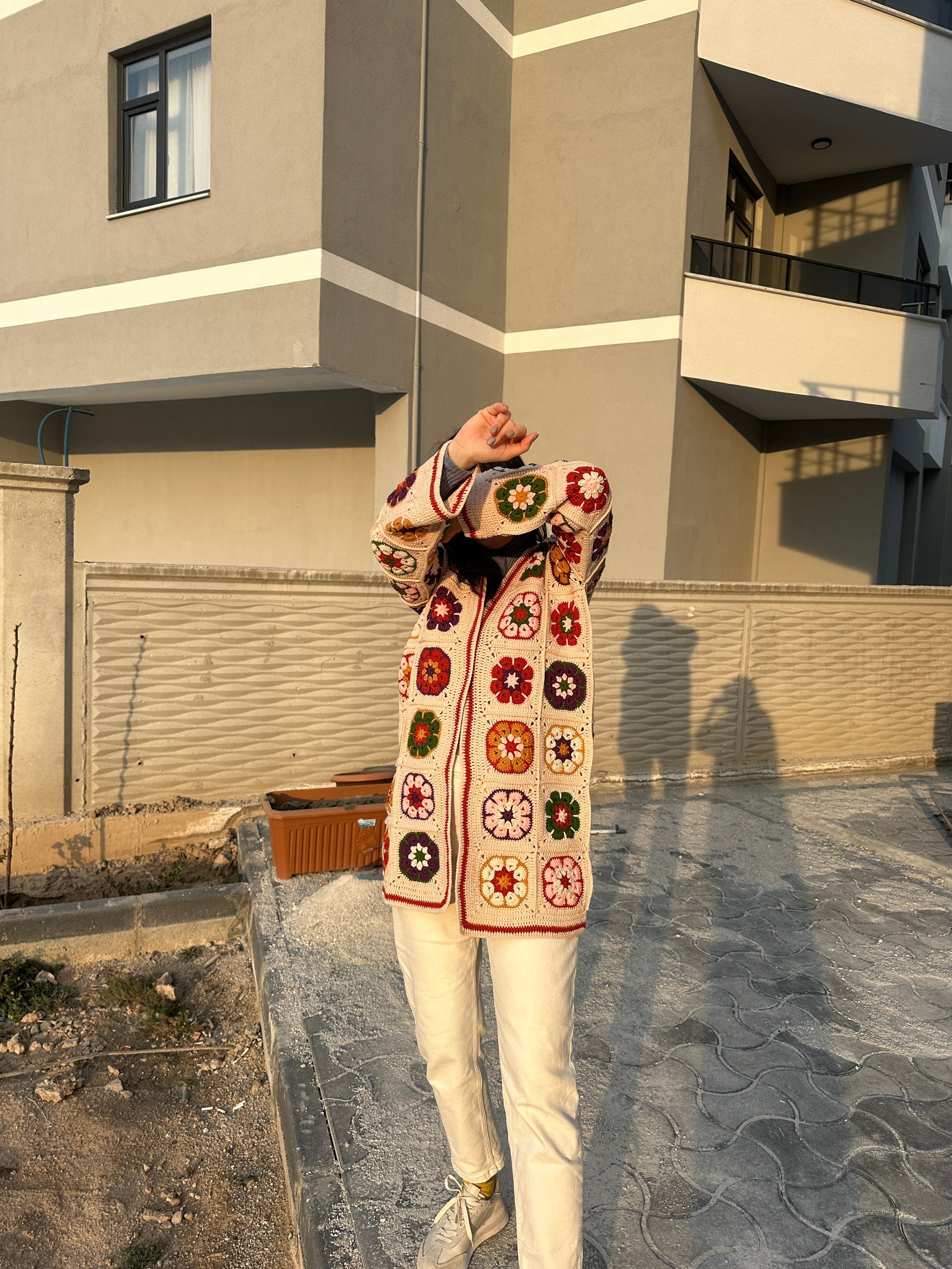 Ready To Ship - Granny Square Afghan Coat, Boho Crochet Floral Cardigan, Colorful Pathcwork Jacke... — photo 5 of 10