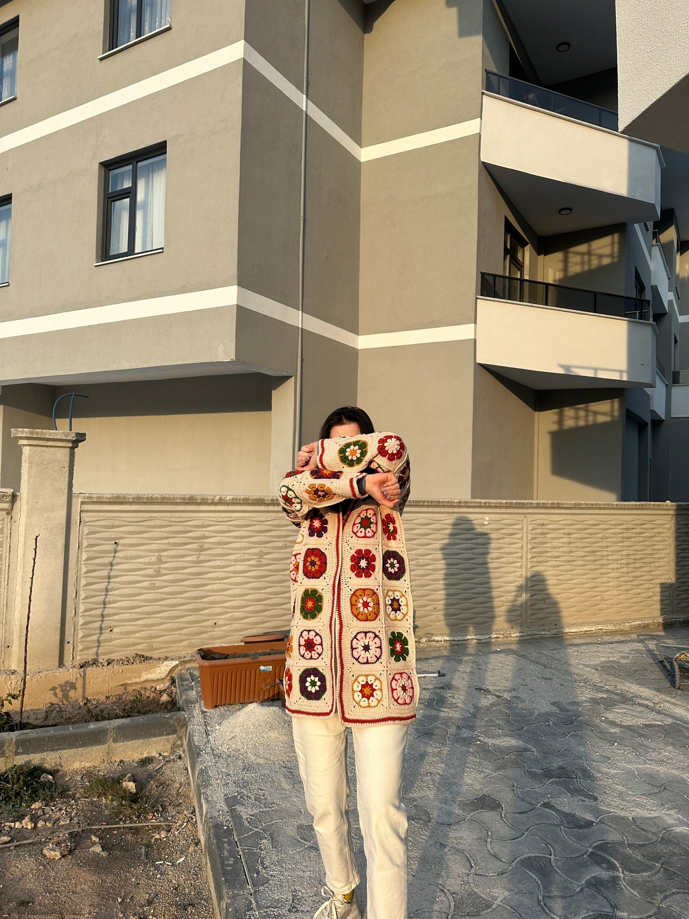 Ready To Ship - Granny Square Afghan Coat, Boho Crochet Floral Cardigan, Colorful Pathcwork Jacke... — photo 6 of 10