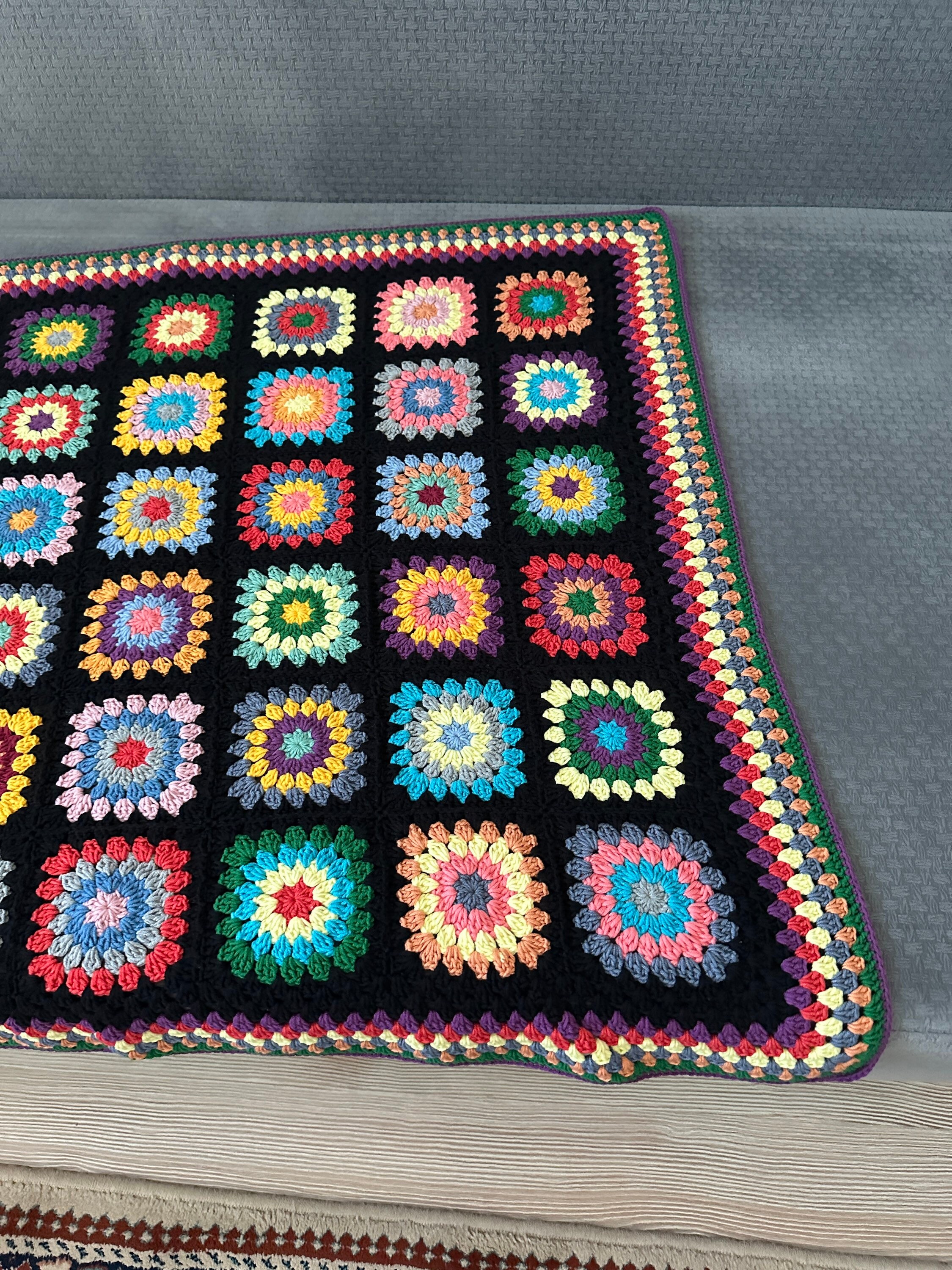 Ready To Ship - Granny Square Blanket, Crochet Couch Blanket, Afghan Crochet TV Throw Blanket, Co... — photo 4 of 10