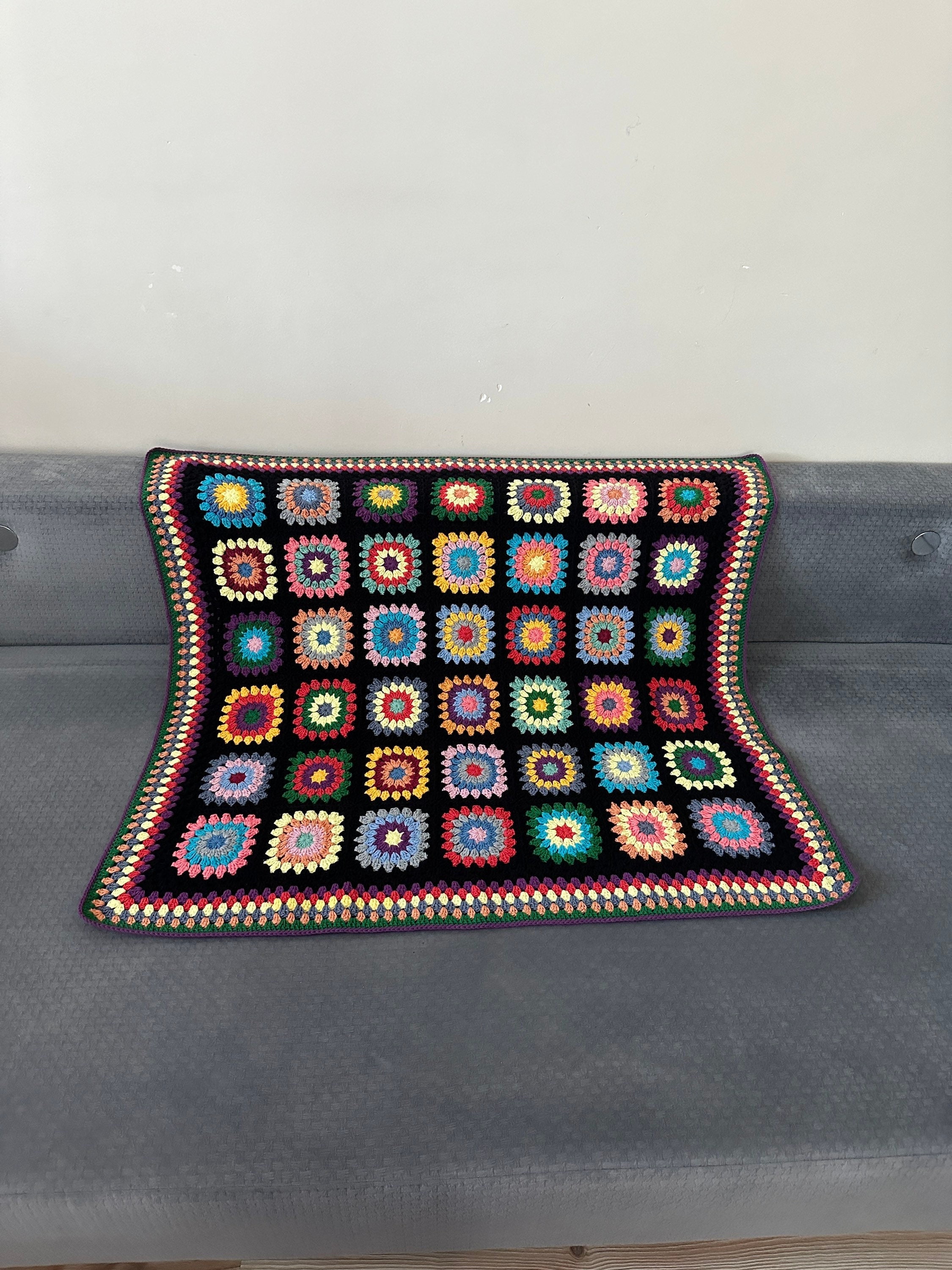 Ready To Ship - Granny Square Blanket, Crochet Couch Blanket, Afghan Crochet TV Throw Blanket, Co... — photo 7 of 10