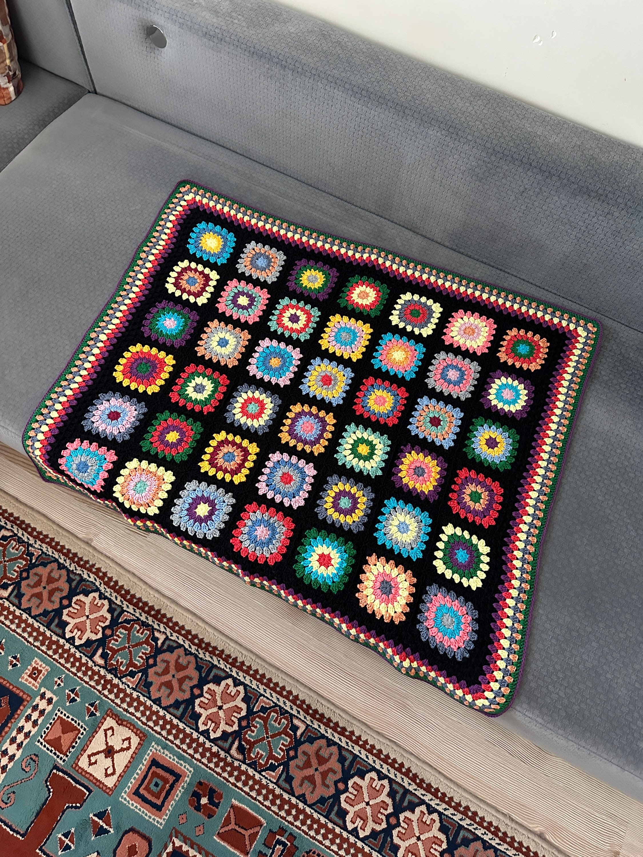 Ready To Ship - Granny Square Blanket, Crochet Couch Blanket, Afghan Crochet TV Throw Blanket, Co... — photo 6 of 10