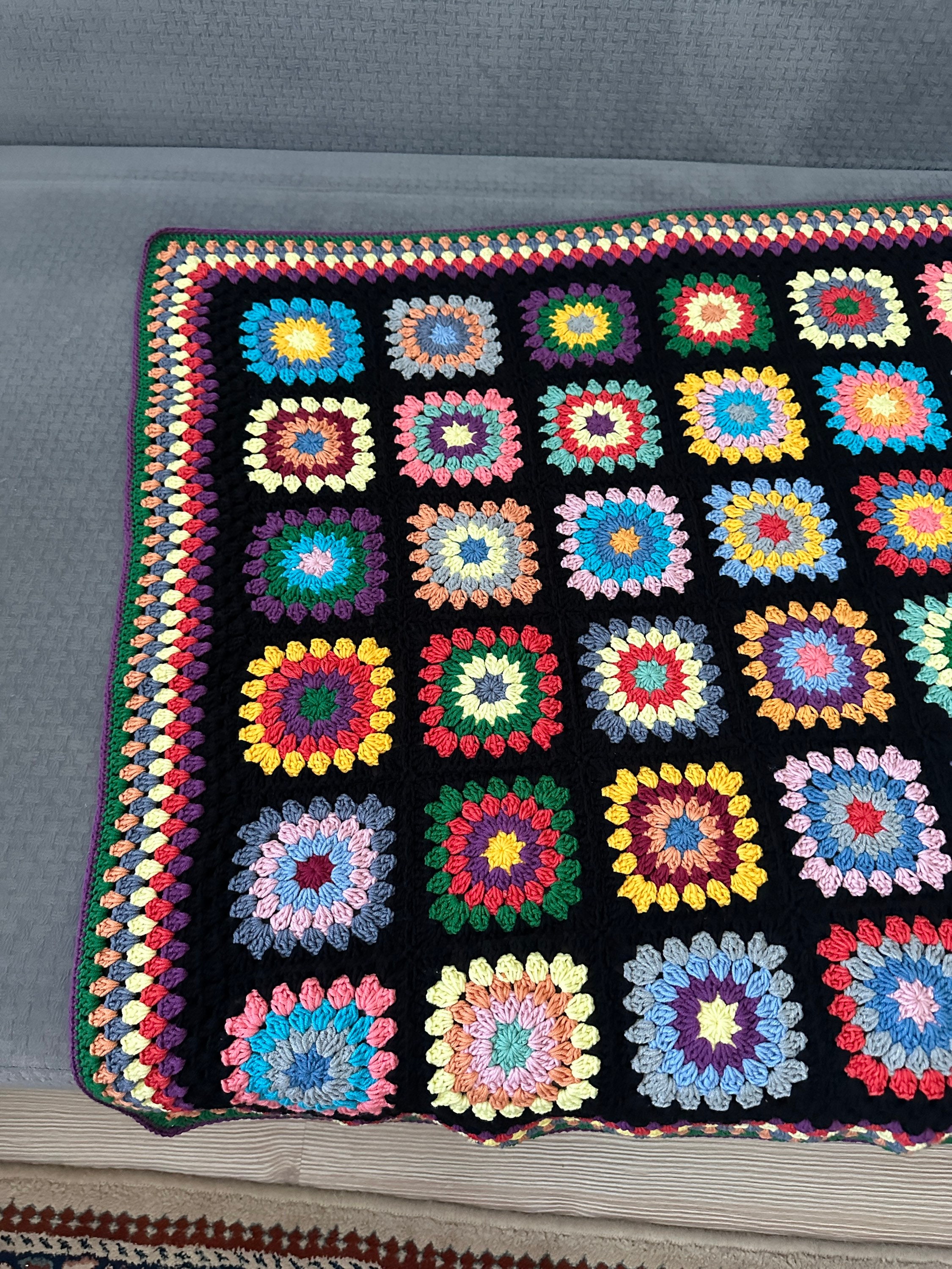 Ready To Ship - Granny Square Blanket, Crochet Couch Blanket, Afghan Crochet TV Throw Blanket, Co... — photo 3 of 10