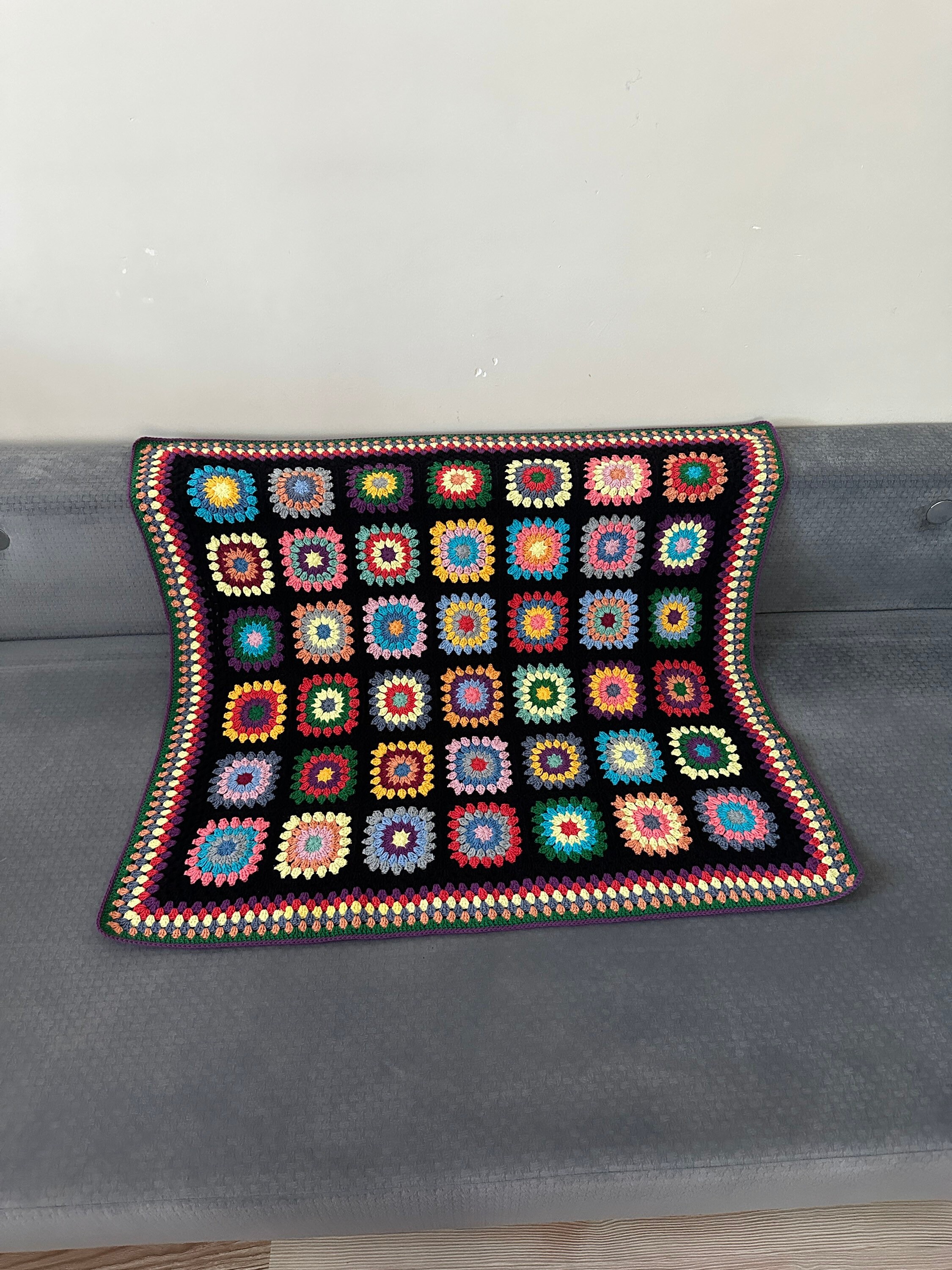 Ready To Ship - Granny Square Blanket, Crochet Couch Blanket, Afghan Crochet TV Throw Blanket, Co... — photo 5 of 10